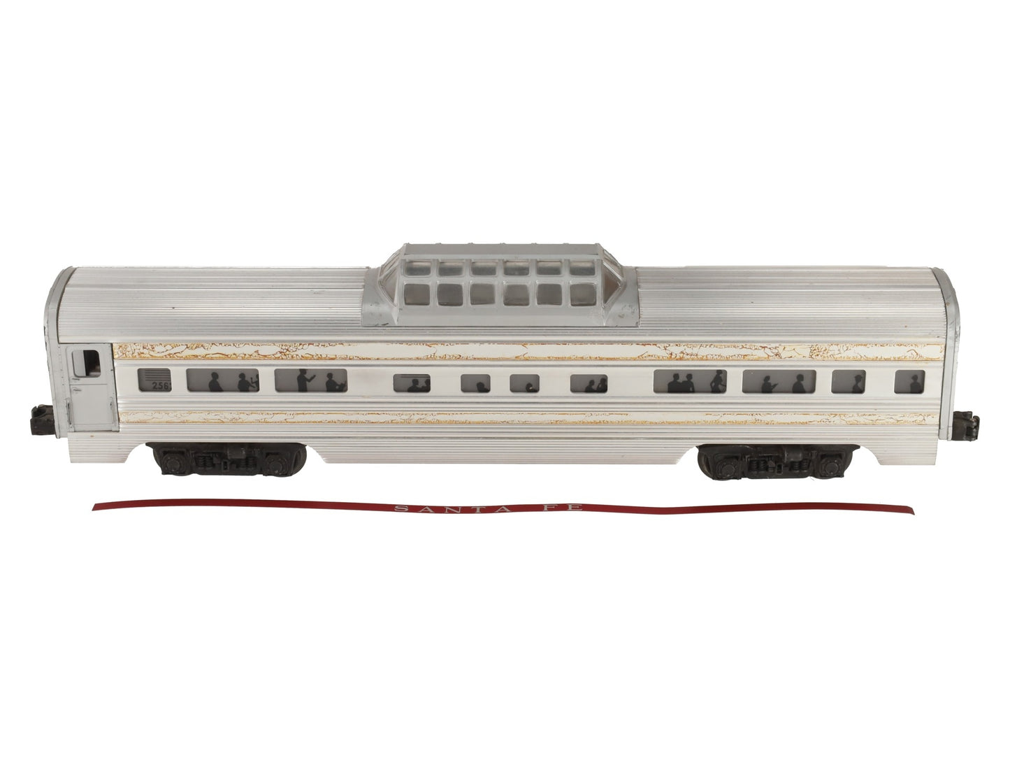 Lionel 2562 Vintage O Santa Fe Regal Pass Red Stripe Aluminum Vista Dome Car VG