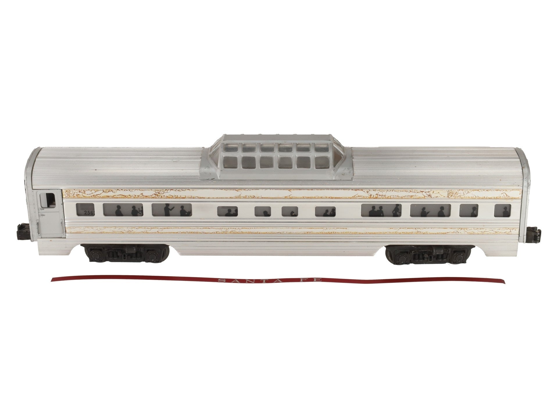 Lionel 2562 Vintage O Santa Fe Regal Pass Red Stripe Aluminum Vista Dome Car VG