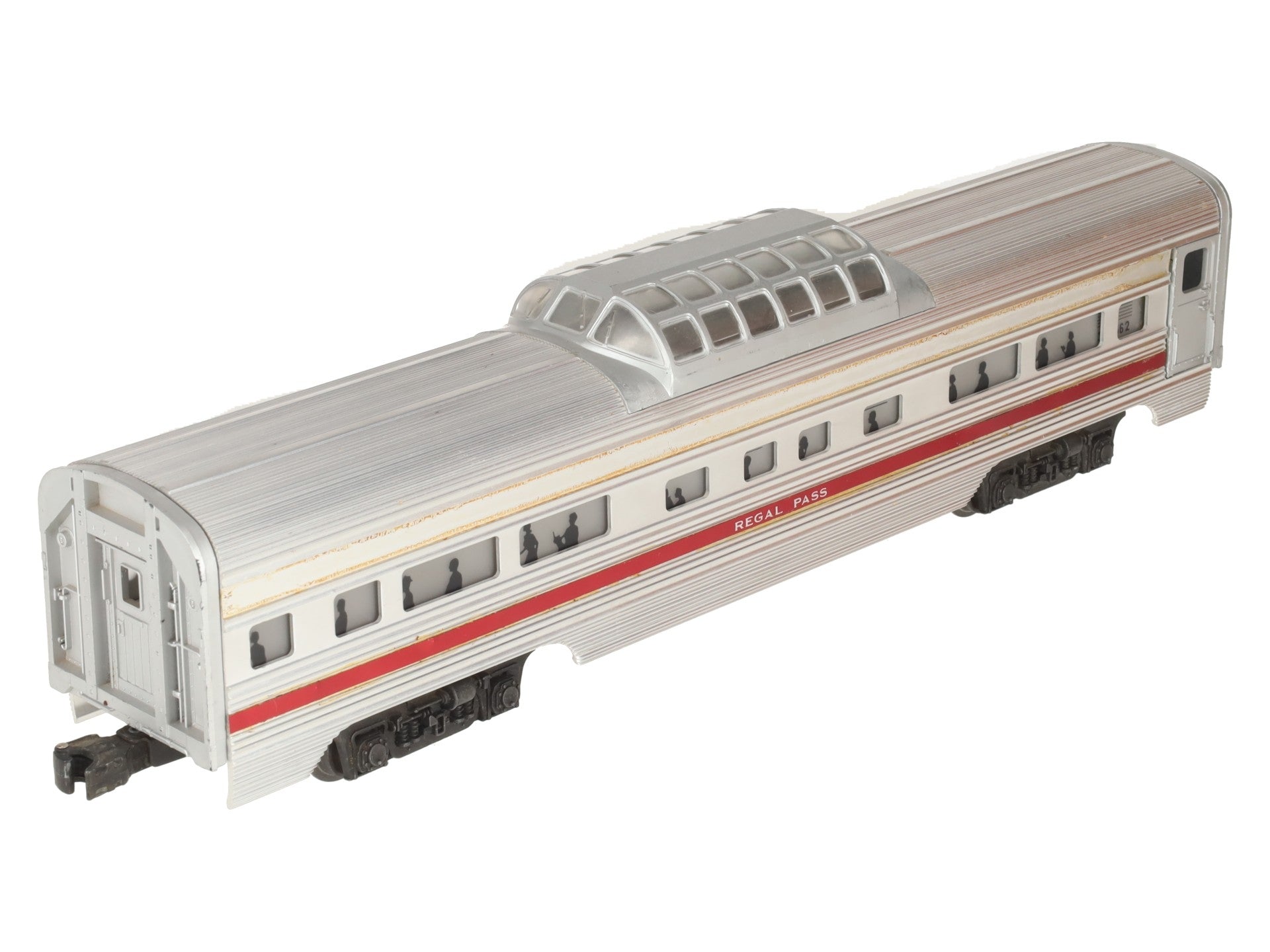 Lionel 2562 Vintage O Santa Fe Regal Pass Red Stripe Aluminum Vista Dome Car VG