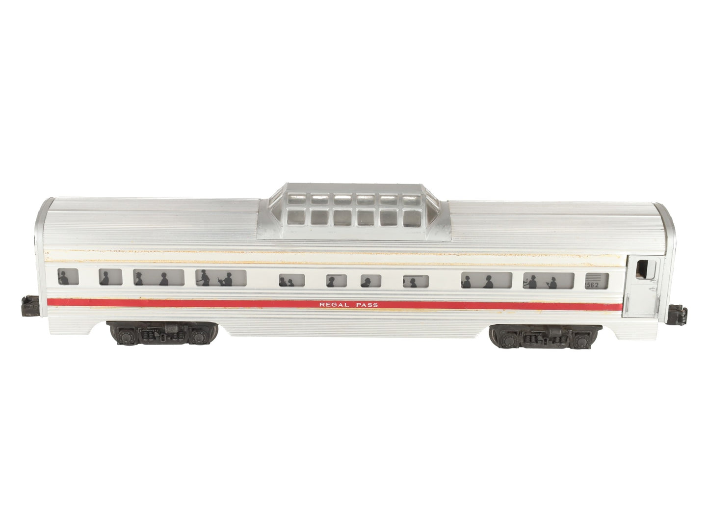 Lionel 2562 Vintage O Santa Fe Regal Pass Red Stripe Aluminum Vista Dome Car VG