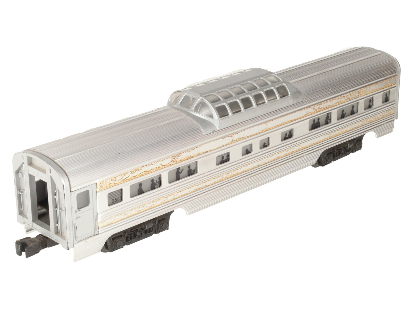 Lionel 2562 Vintage O Santa Fe Regal Pass Red Stripe Aluminum Vista Dome Car VG