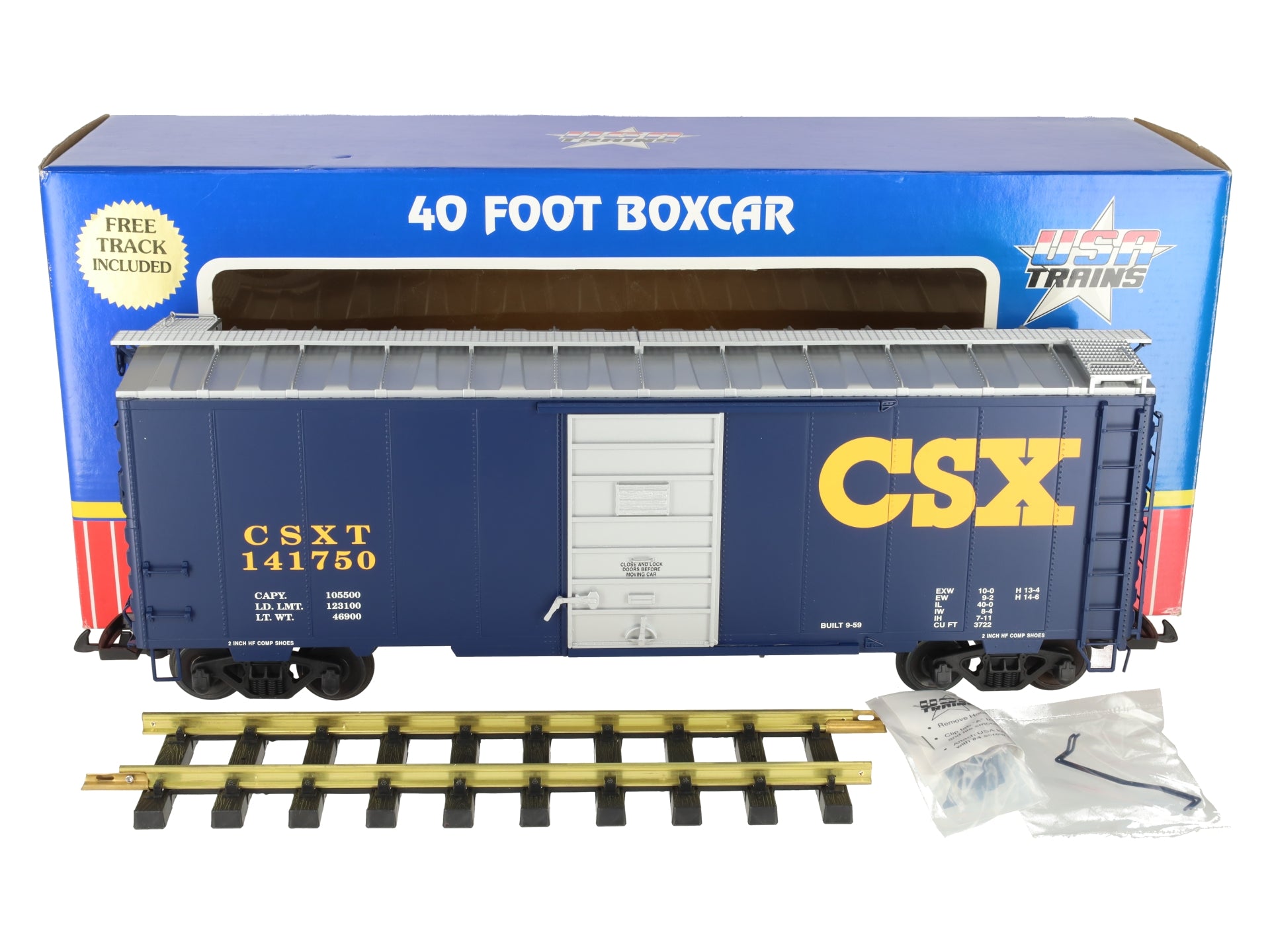 USA Trains R19208A G CSX 40' PS-1 Boxcar #141750 (Metal Wheels) LN/Box