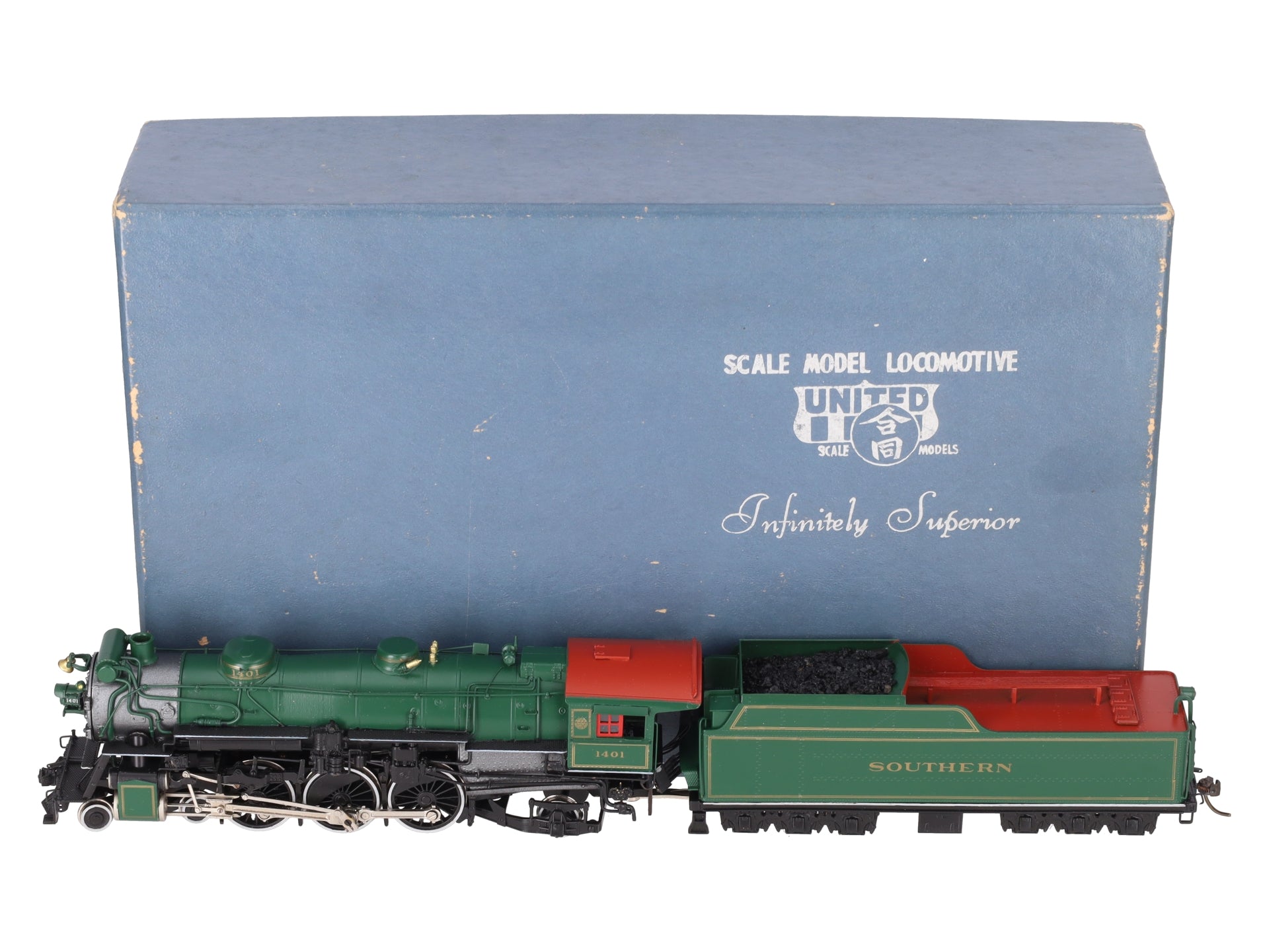 United Models HO Scale BRASS Southern 4-6-2 Steam Loco & Tender #1401 - Painted EX/Box