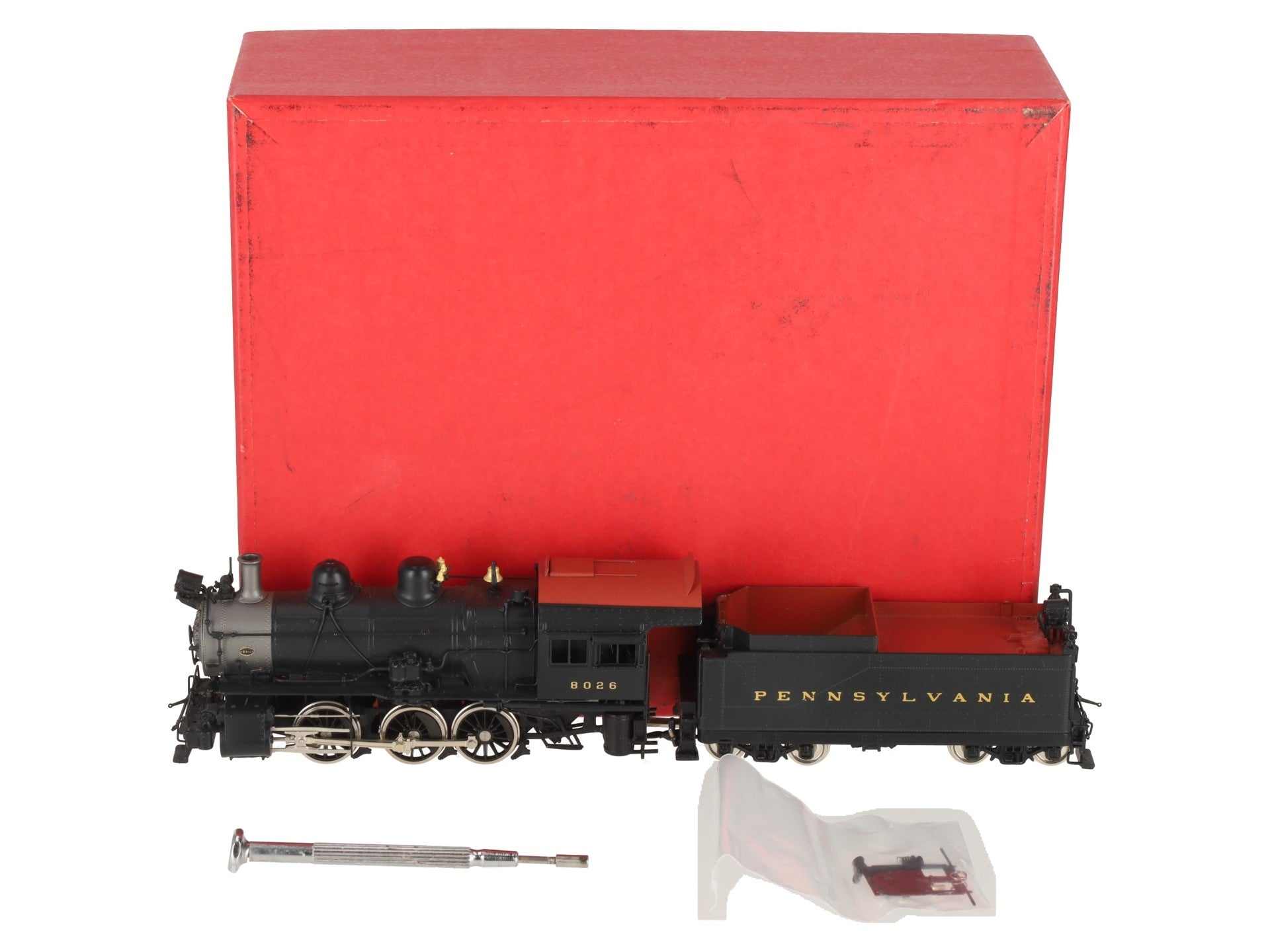 Key Imports Brass HO PRR B6S 0-6-0 Steam Locomotive & Tender #8026 EX/Box