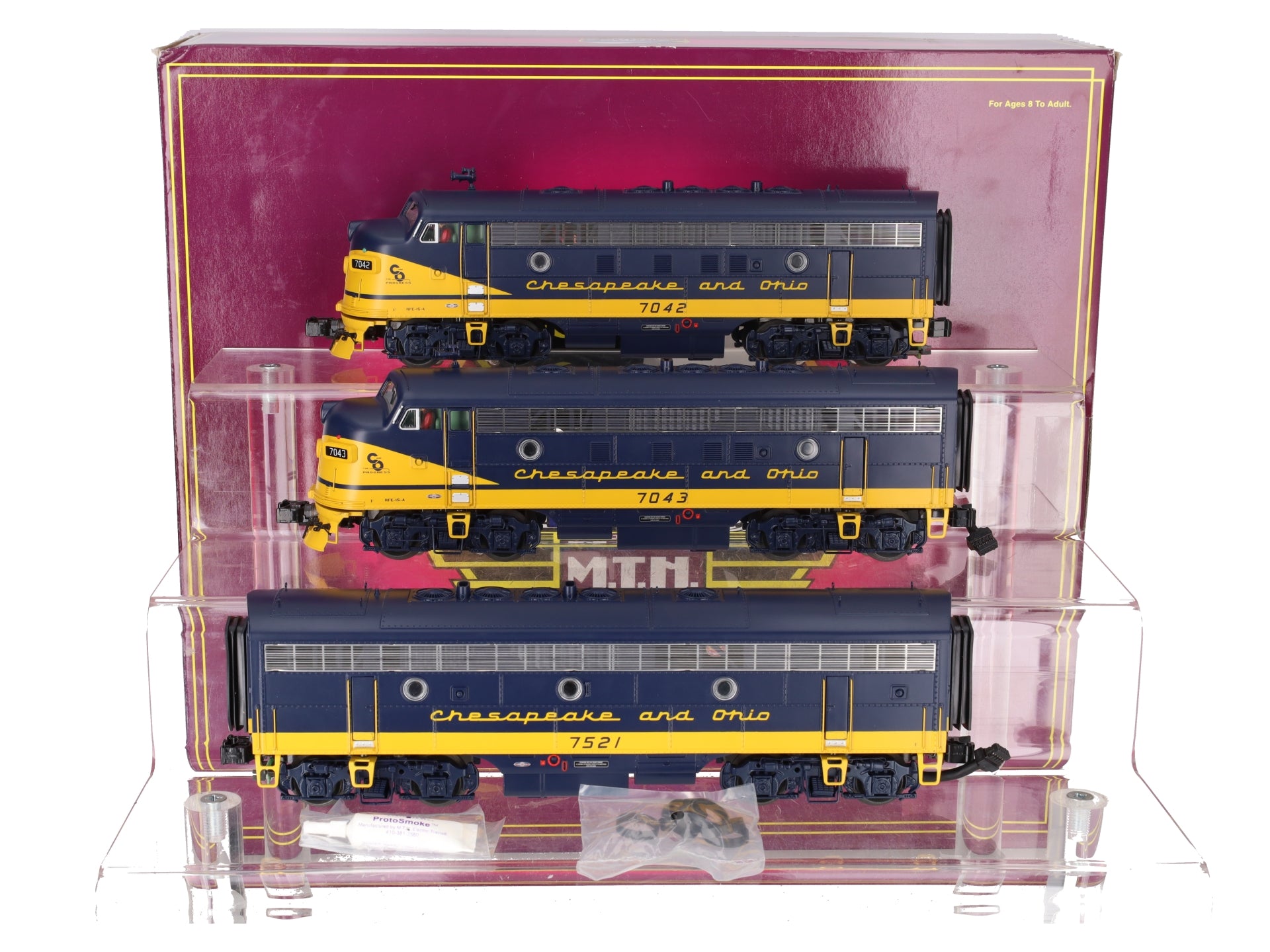MTH 20-2741-1 C&O F-7 ABA Diesel Engine Set #7042/7043/7521 w/PS2 LN/Box