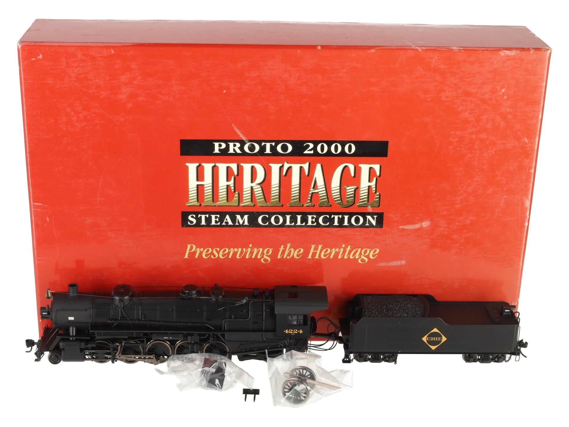 Proto 2000 920-60007 HO Erie 2-10-2 Steam Loco & Tender #4224 EX/Box