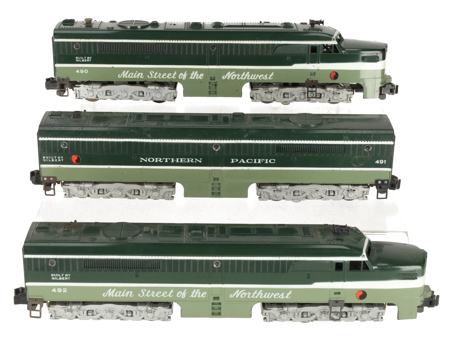 American Flyer Vintage S Northern Pacific ABA Diesel Locomotive Set #490/491/492 EX