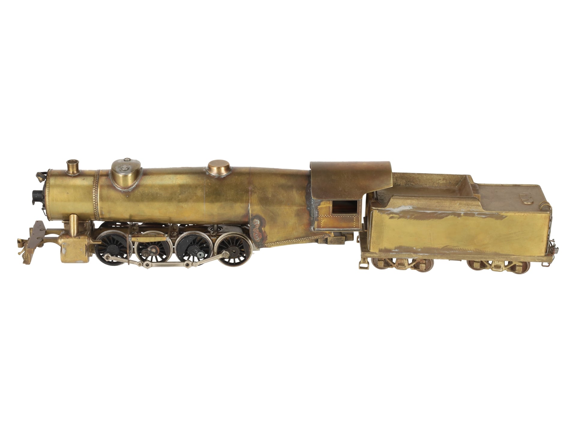 Generic Brass S Scale 2-8-2 Steam Locomotive & Tender VG
