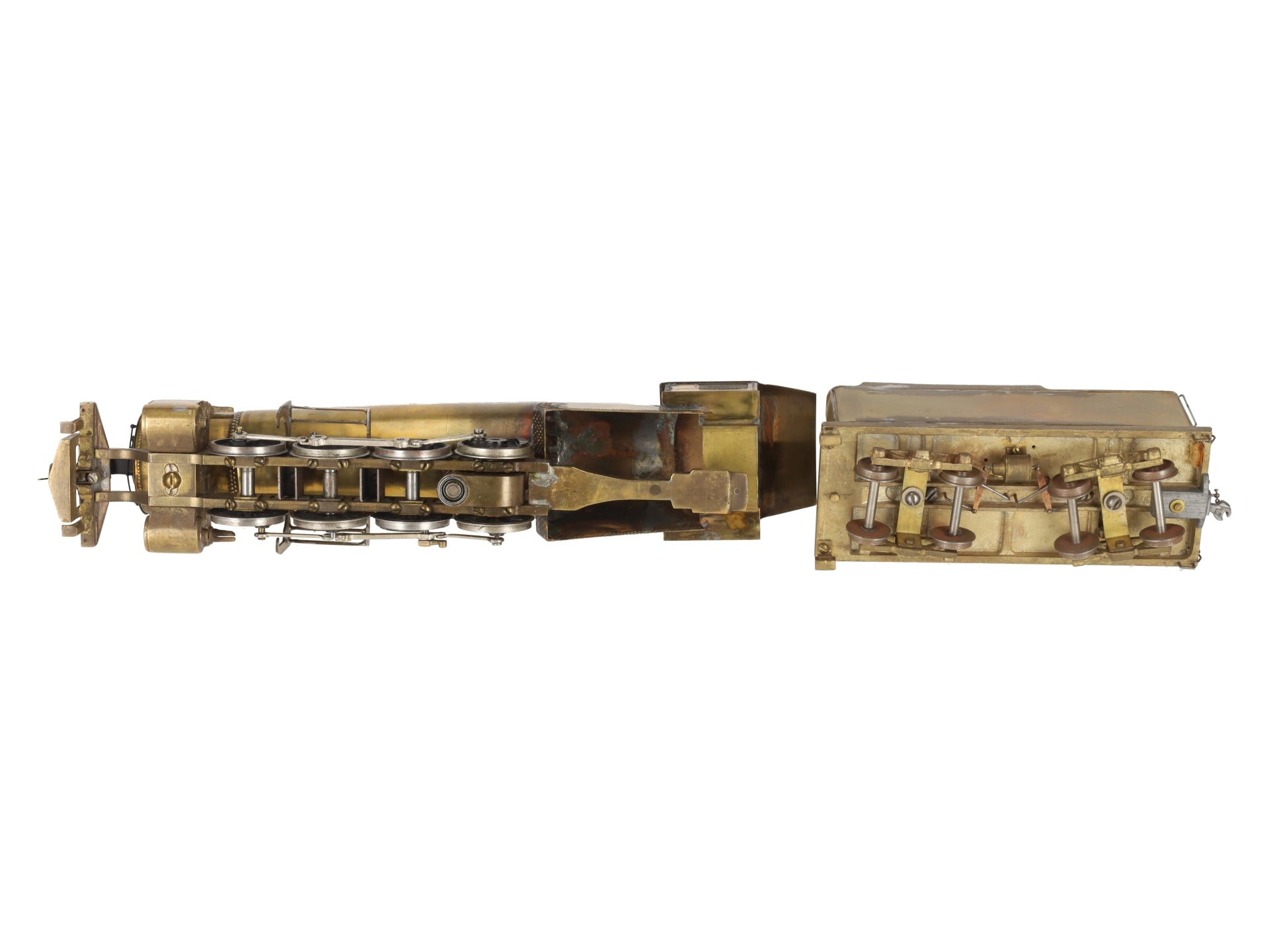 Generic Brass S Scale 2-8-2 Steam Locomotive & Tender VG