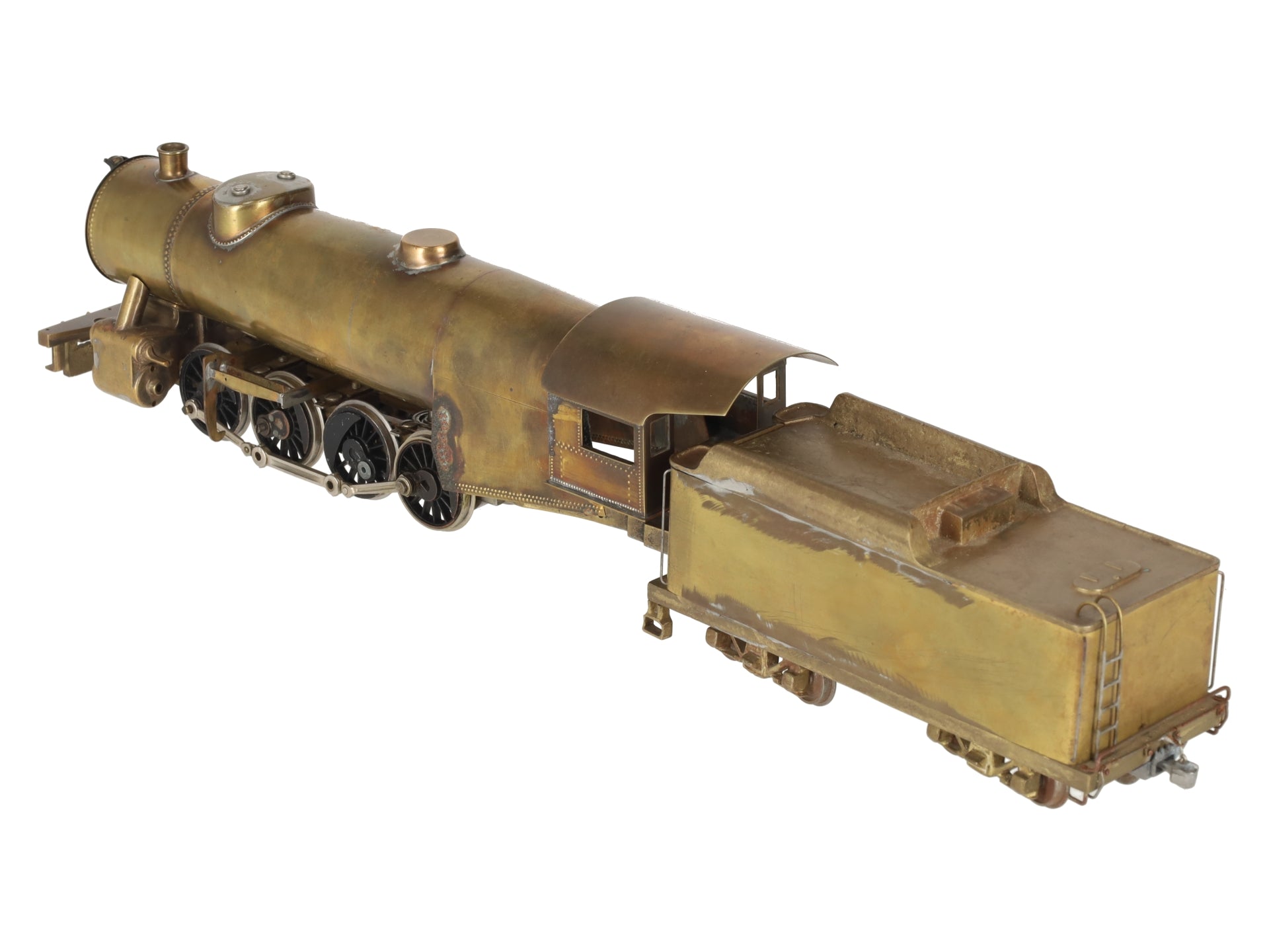 Generic Brass S Scale 2-8-2 Steam Locomotive & Tender VG