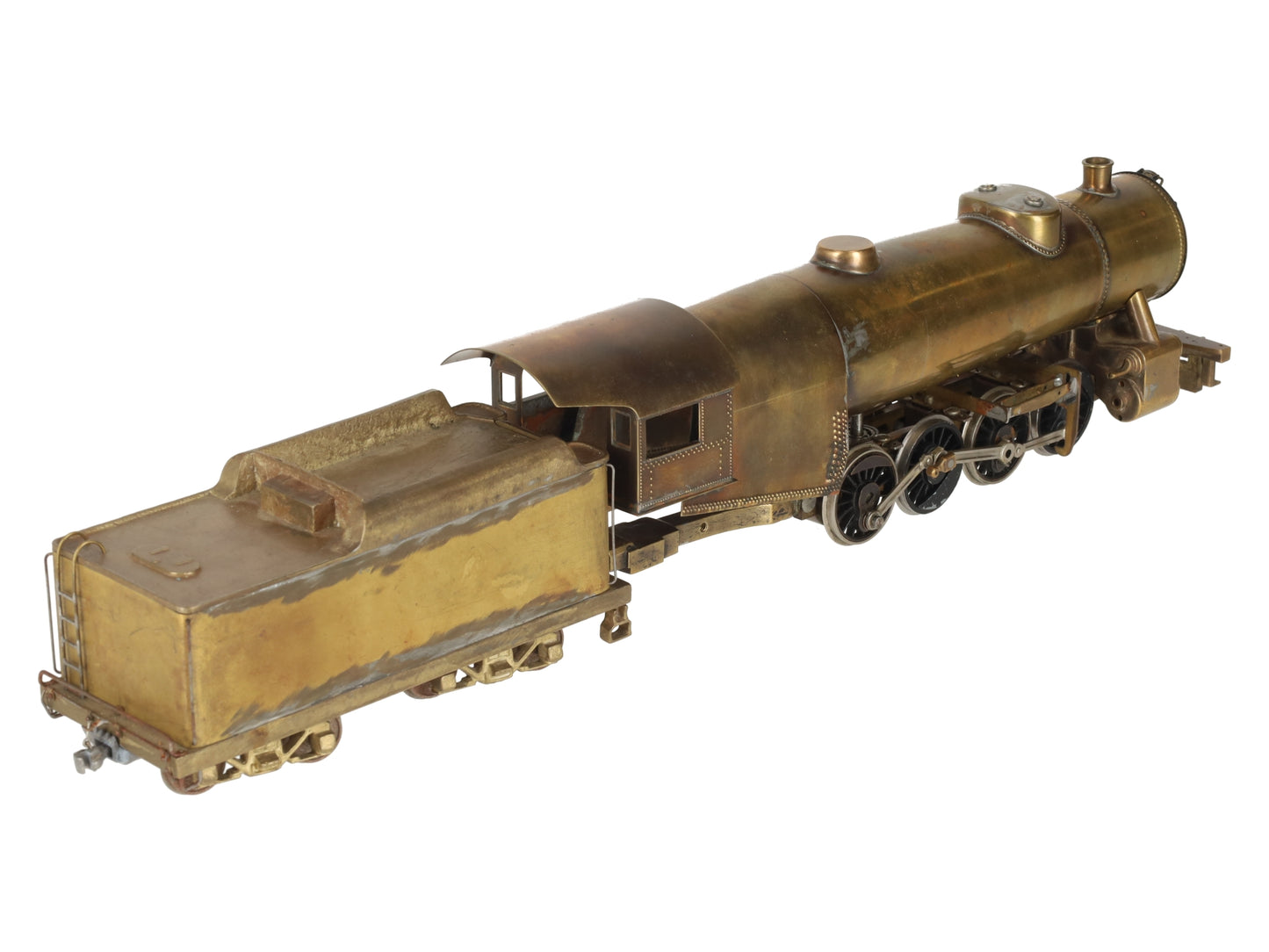 Generic Brass S Scale 2-8-2 Steam Locomotive & Tender VG