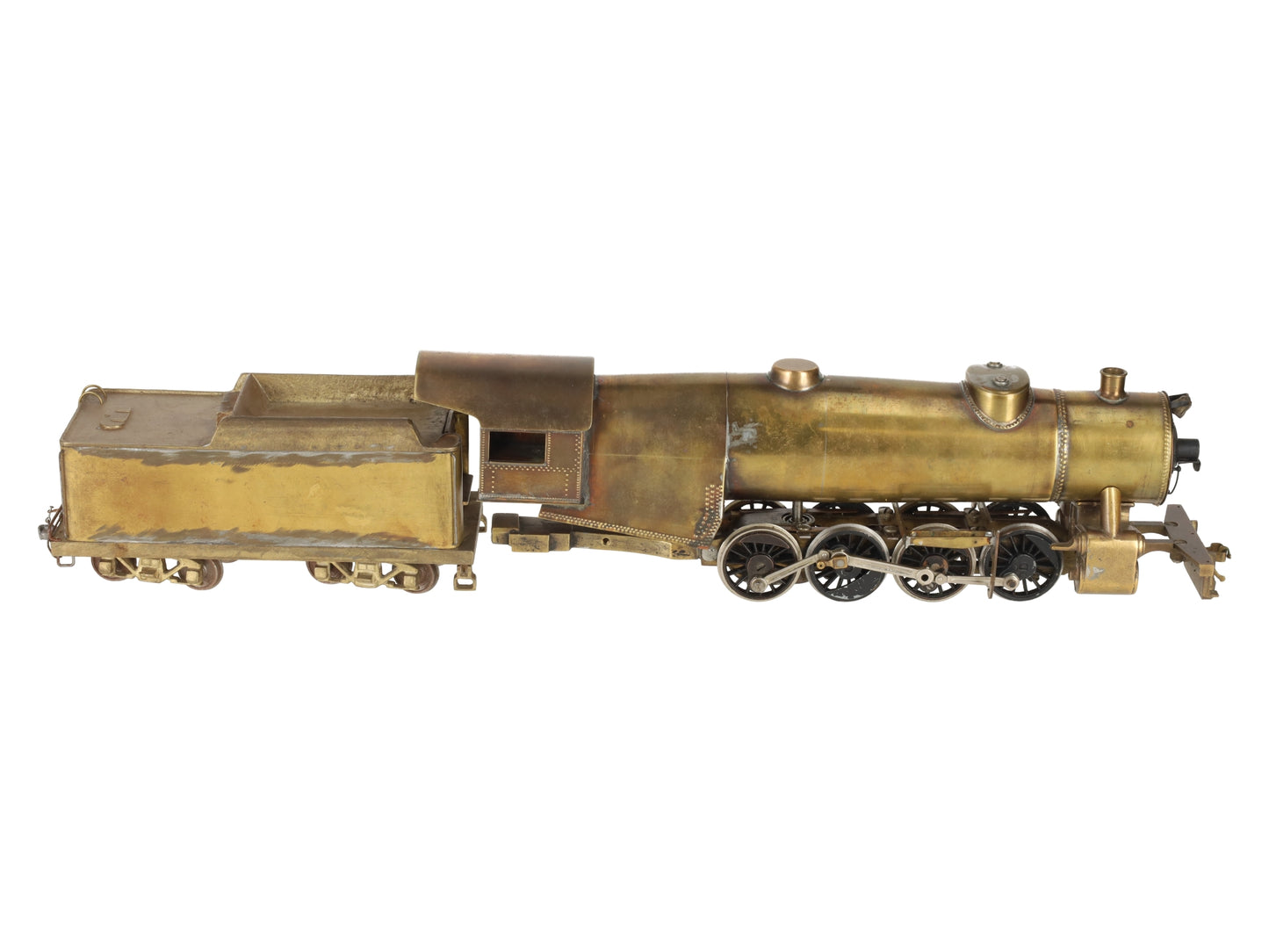Generic Brass S Scale 2-8-2 Steam Locomotive & Tender VG