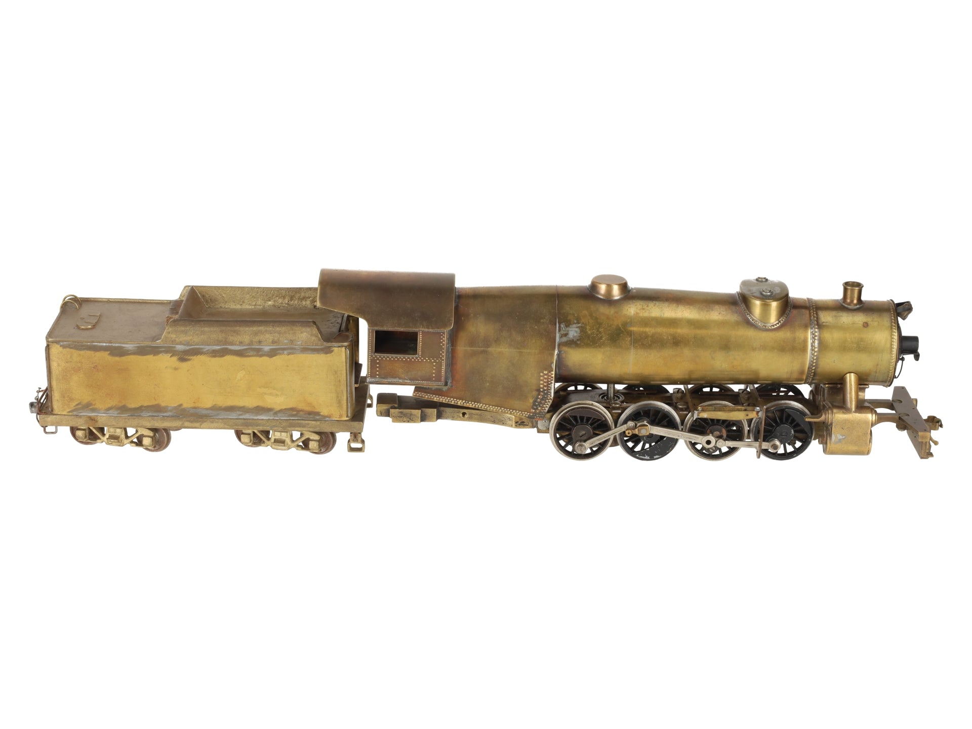 Generic Brass S Scale 2-8-2 Steam Locomotive & Tender VG