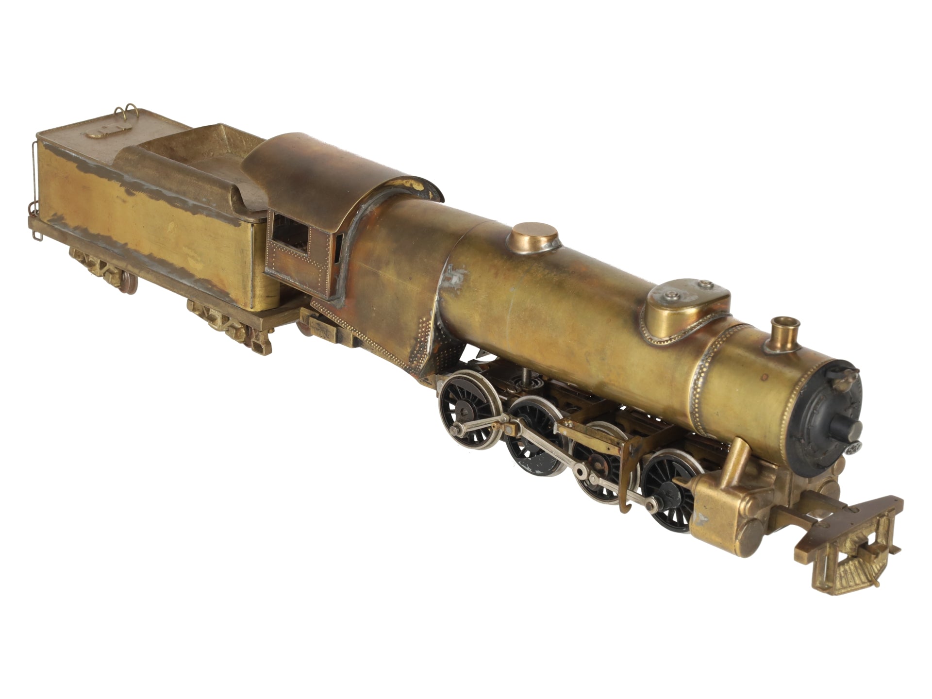 Generic Brass S Scale 2-8-2 Steam Locomotive & Tender VG