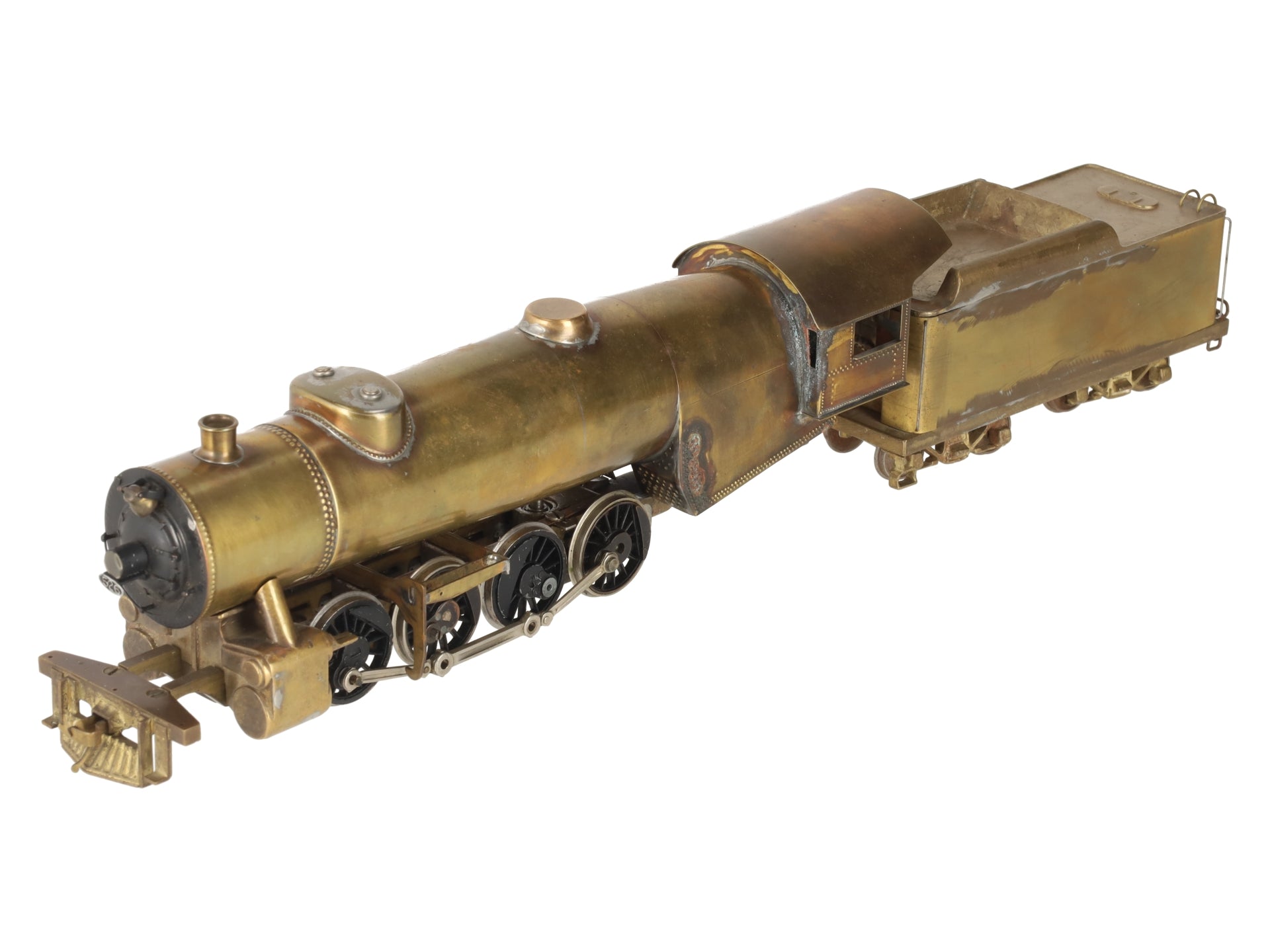 Generic Brass S Scale 2-8-2 Steam Locomotive & Tender VG