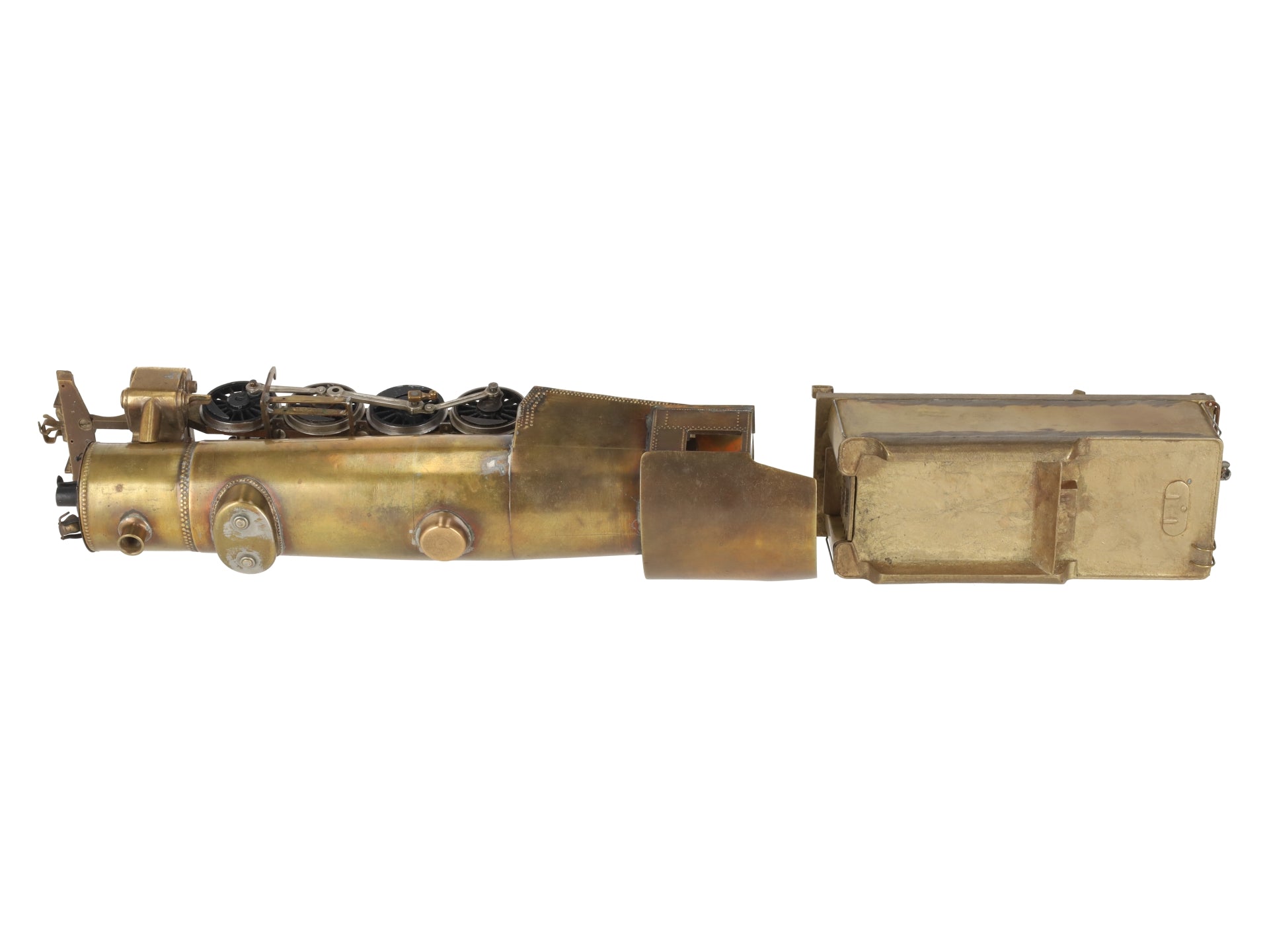 Generic Brass S Scale 2-8-2 Steam Locomotive & Tender VG