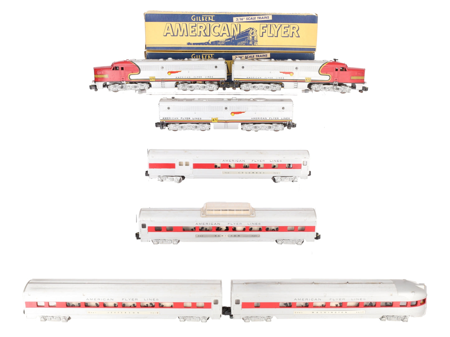 American Flyer K5375W Vintage S SF "The Chief" ABA Diesel Passenger Set VG/Box