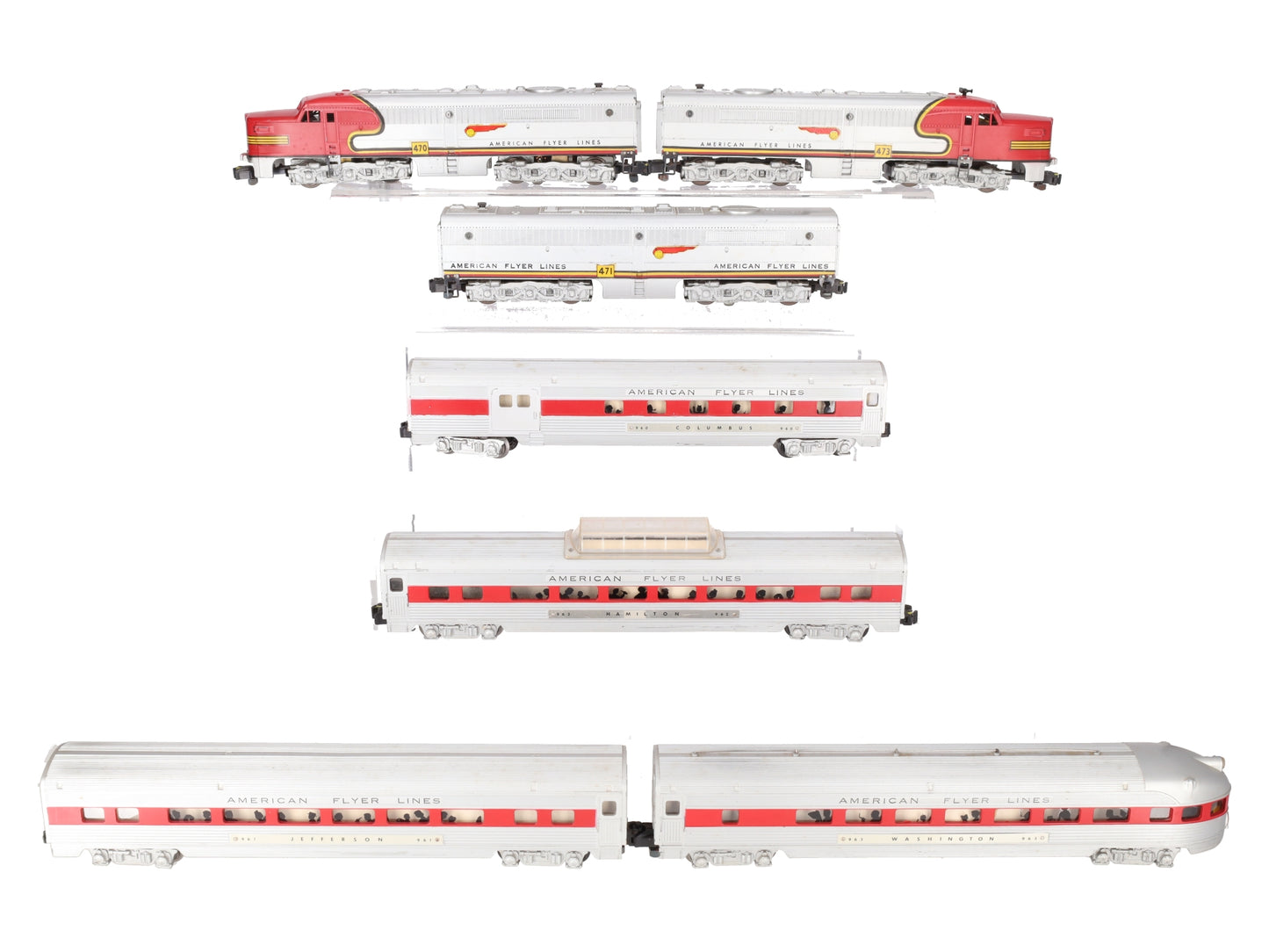 American Flyer K5375W Vintage S SF "The Chief" ABA Diesel Passenger Set VG/Box