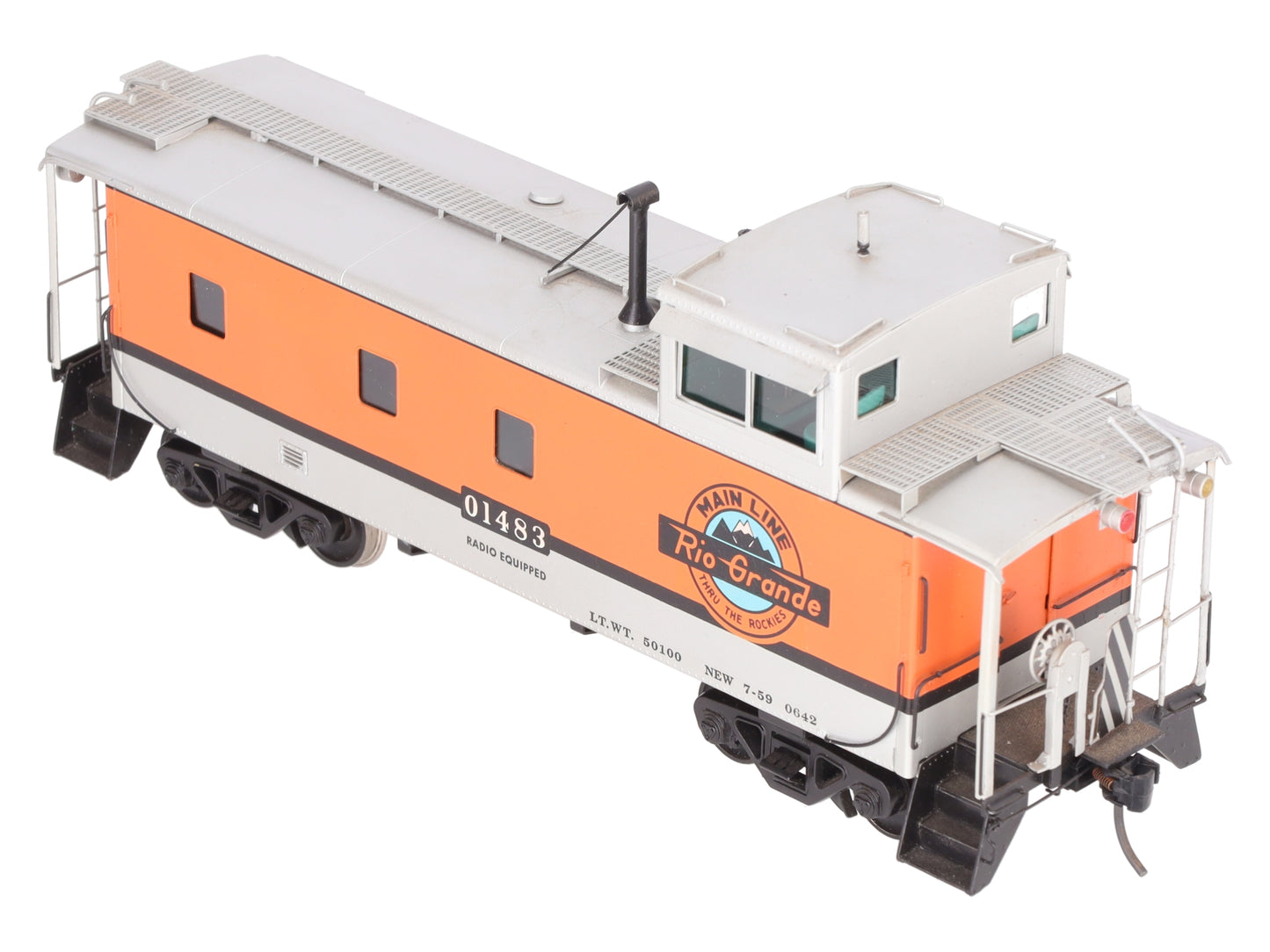 Overland OMI-0052 O Brass DRGW Steel Caboose #01483 -2 Rail EX/Box