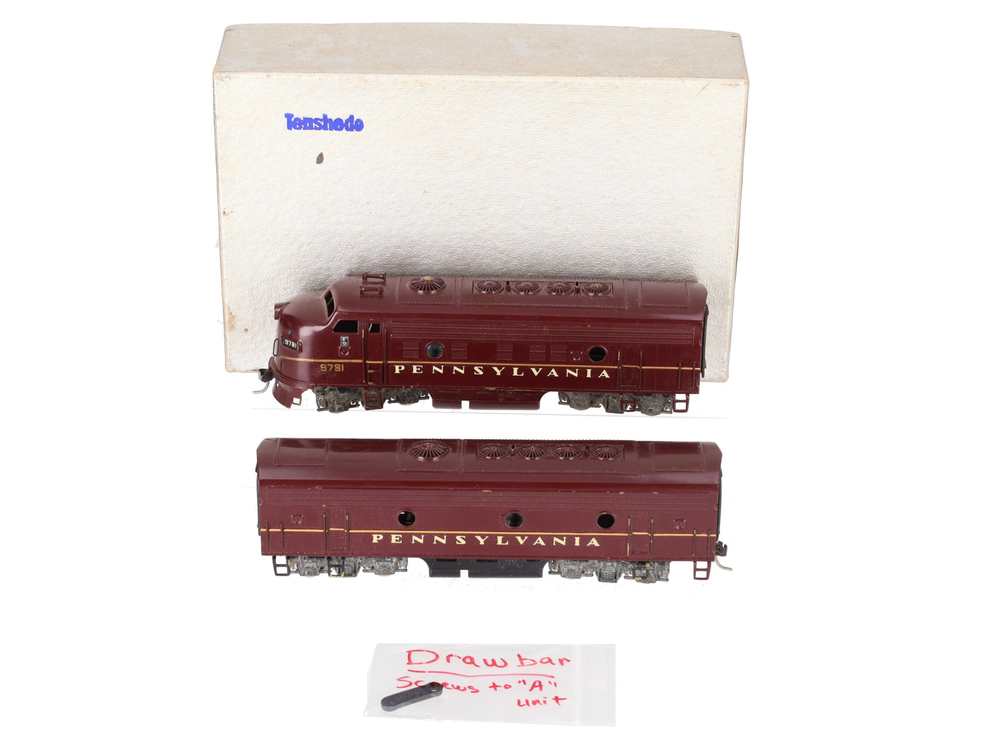 Tenshodo Brass HO Scale Pennsylvania Railroad EMD F-9 Diesel Locomotive #131/132 VG/Box