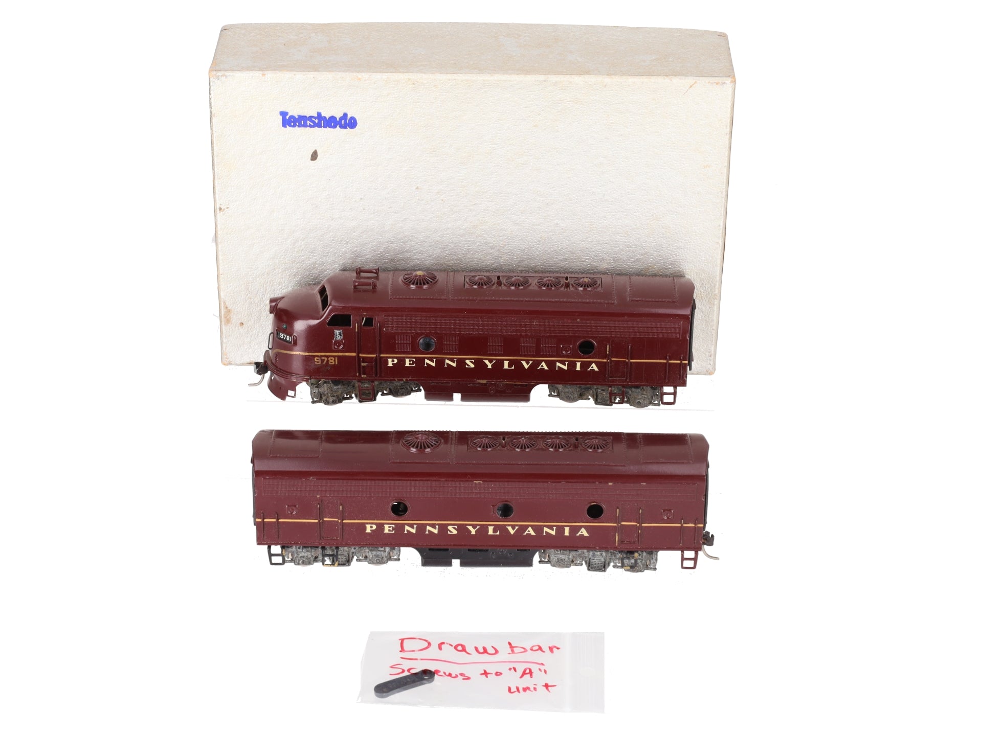 Tenshodo Brass HO Scale Pennsylvania Railroad EMD F-9 Diesel Locomotive #131/132 VG/Box