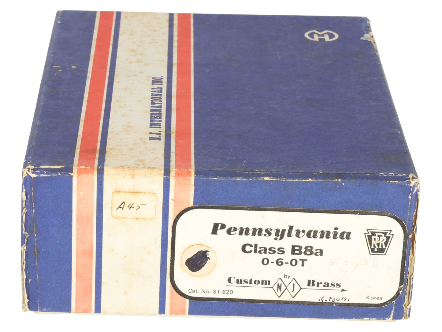 NJ Custom Brass ST-820 HO BRASS PRR Class B8a 0-6-0T Steam Locomotive EX/Box