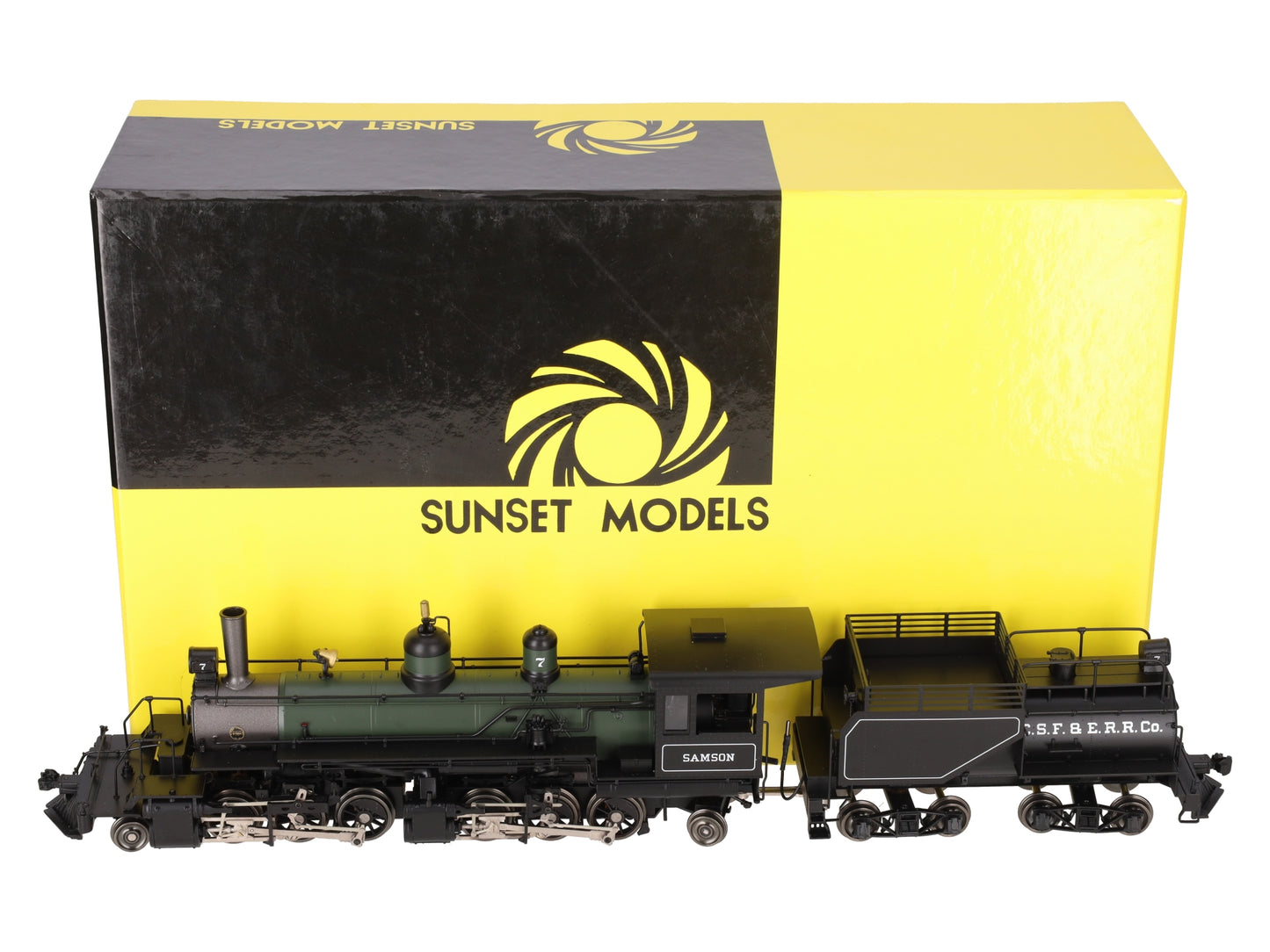 Sunset Models O Brass Samson Green Boiler 2-6-6-2 Steam Loco & Tender #7 2-Rail EX/Box
