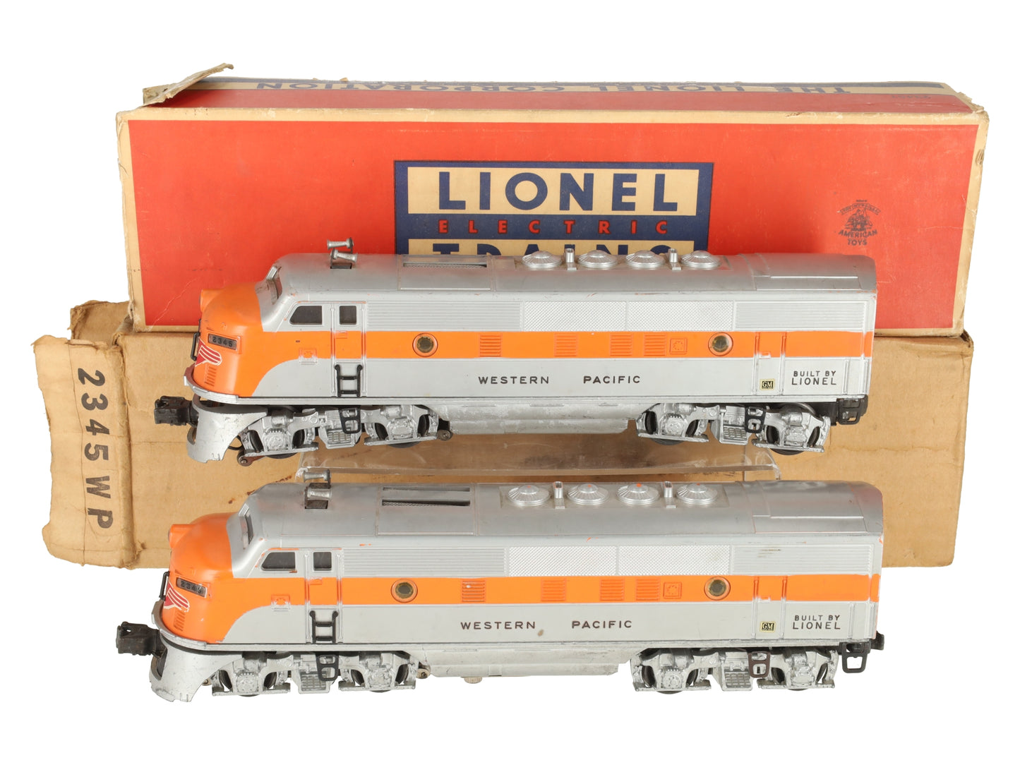 Lionel 2345 Vintage O Western Pacific F3 AA Diesel Locomotive Set VG/Box