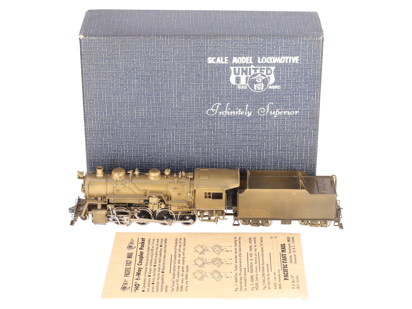United Models HO BRASS Baltimore & Ohio 2-8-0 Class E-27ca Steam Engine & Tender EX/Box