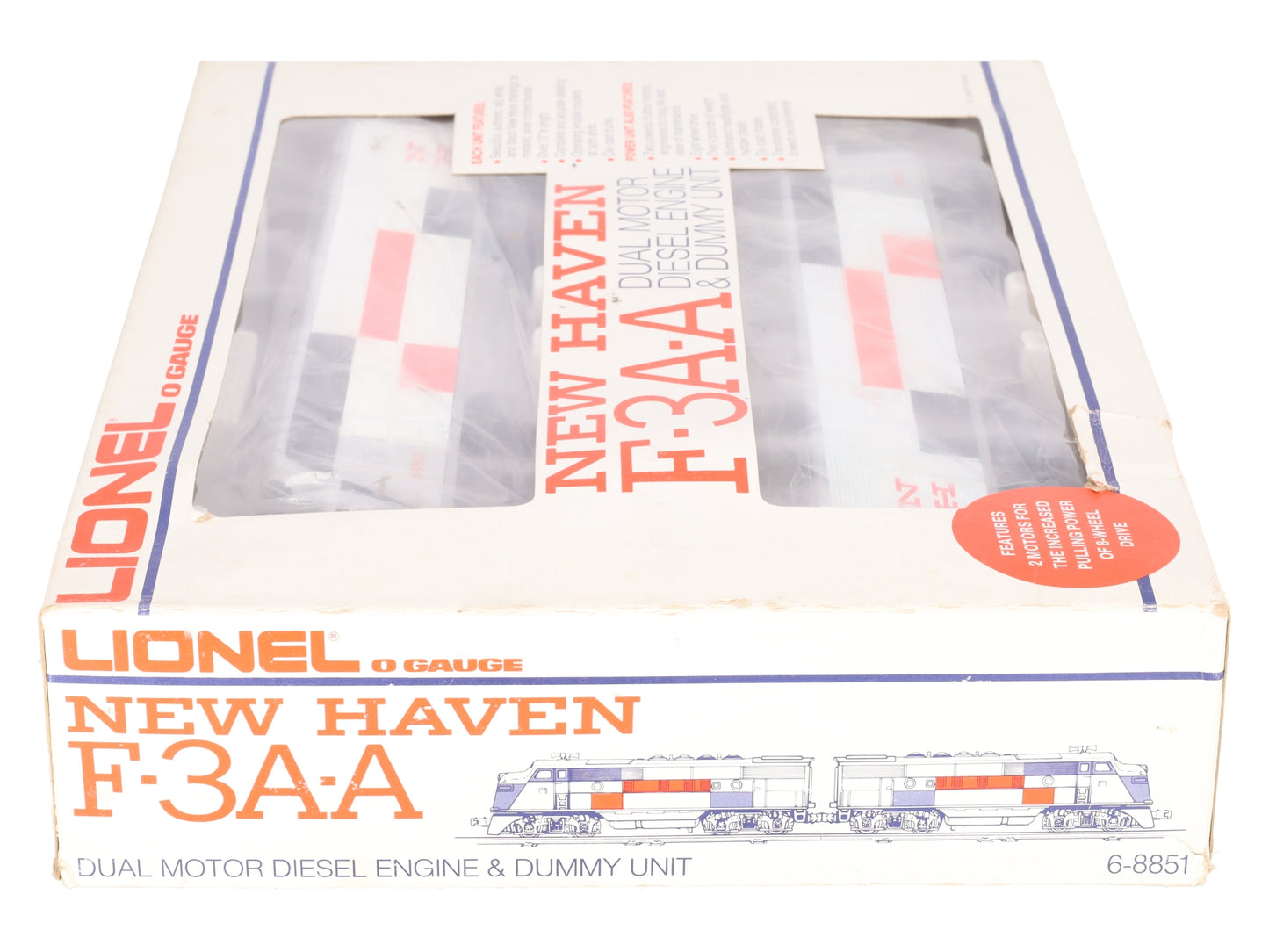 Lionel 6-8851 O Gauge New Haven F3 AA Diesel Locomotive Set #8851/8852 EX/Box