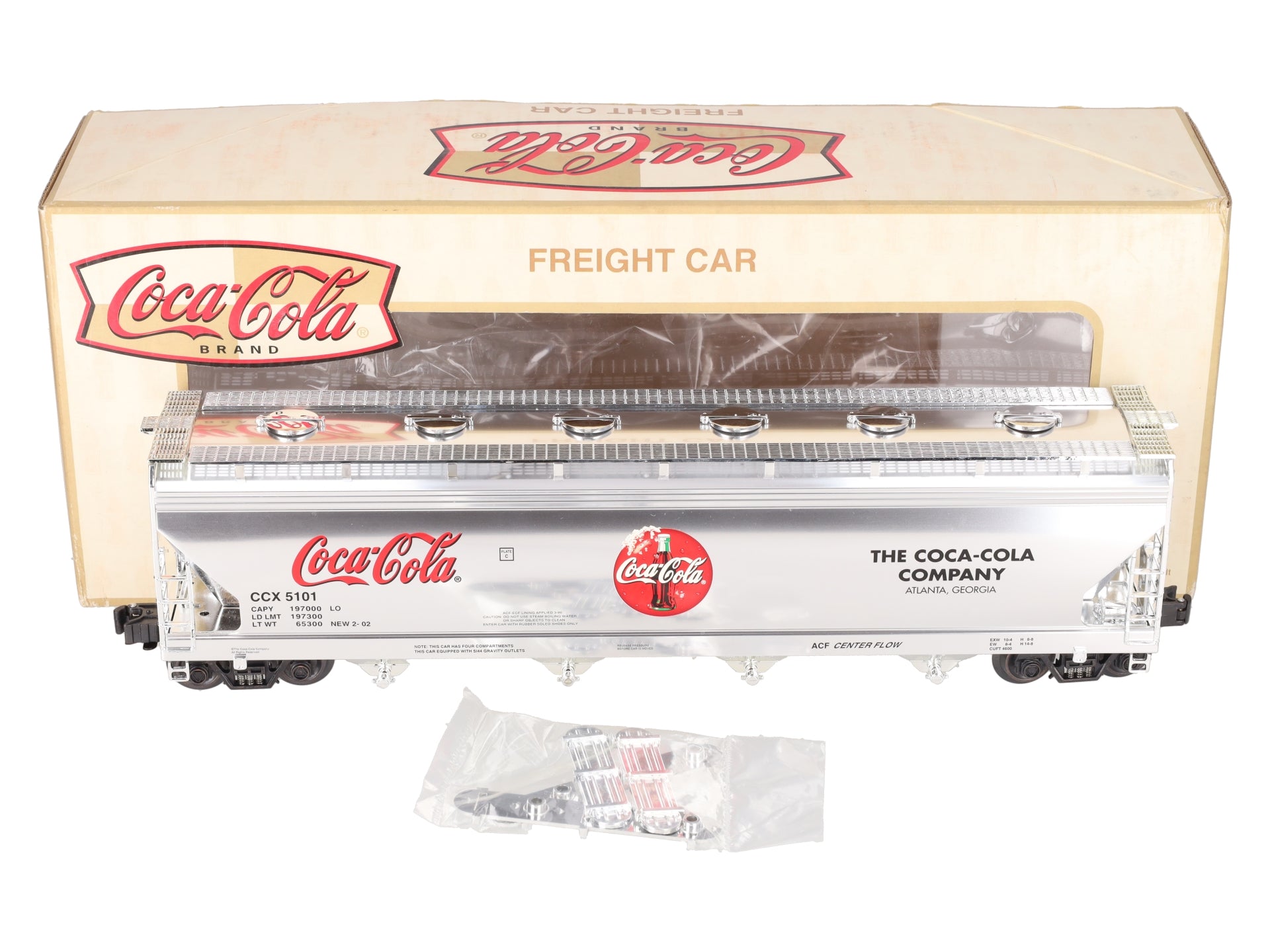 K-Line K6244-5101 O Gauge Coca-Cola Aluminum 4 Bay Hopper Car #5101 LN/Box