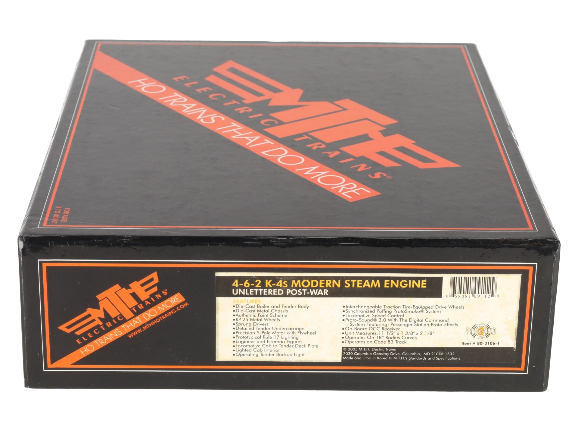 MTH 80-3106-1 Unlettered/Uncataloged HO Scale 4-6-2 K4s Modern Steam Loco w/PS3 EX/Box