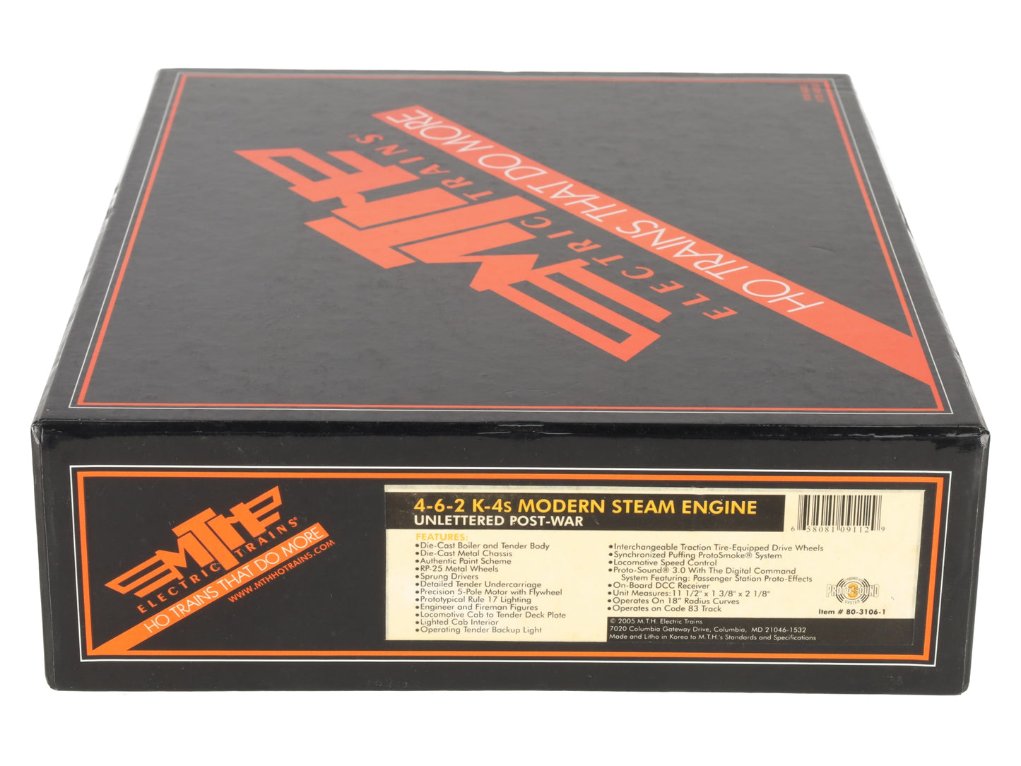 MTH 80-3106-1 Unlettered/Uncataloged HO Scale 4-6-2 K4s Modern Steam Loco w/PS3 EX/Box