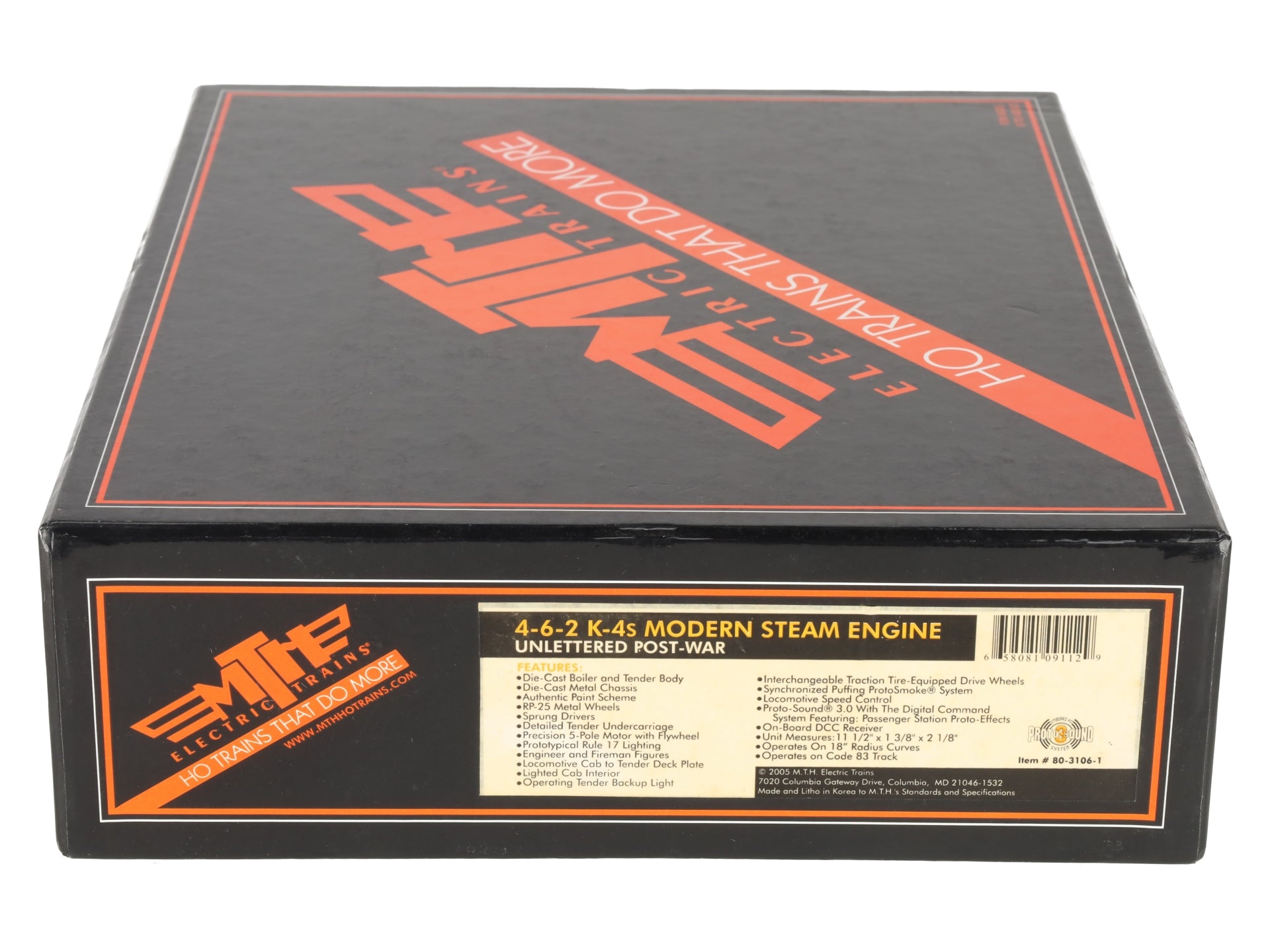 MTH 80-3106-1 Unlettered/Uncataloged HO Scale 4-6-2 K4s Modern Steam Loco w/PS3 EX/Box