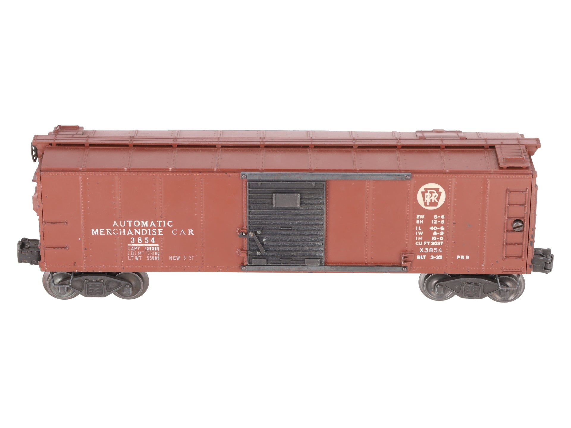 Lionel 3854 Vintage O Pennsylvania Operating Merchandise Car - Black Doors -RARE VG