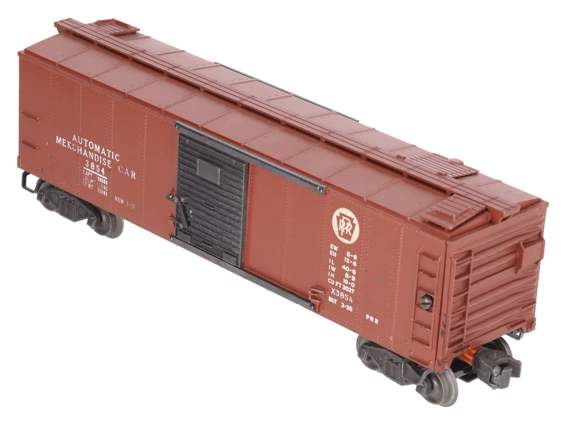 Lionel 3854 Vintage O Pennsylvania Operating Merchandise Car - Black Doors -RARE VG