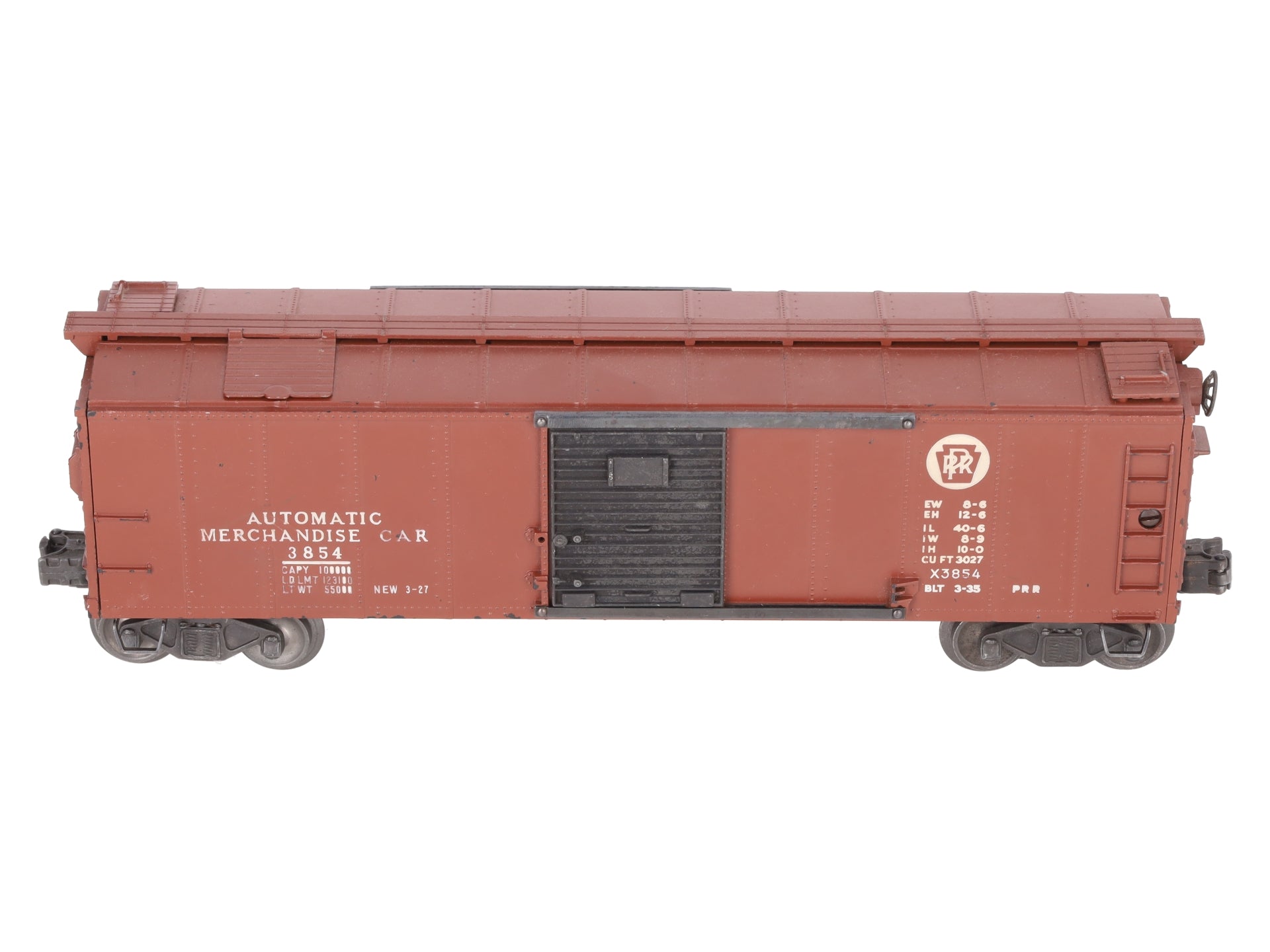 Lionel 3854 Vintage O Pennsylvania Operating Merchandise Car - Black Doors -RARE