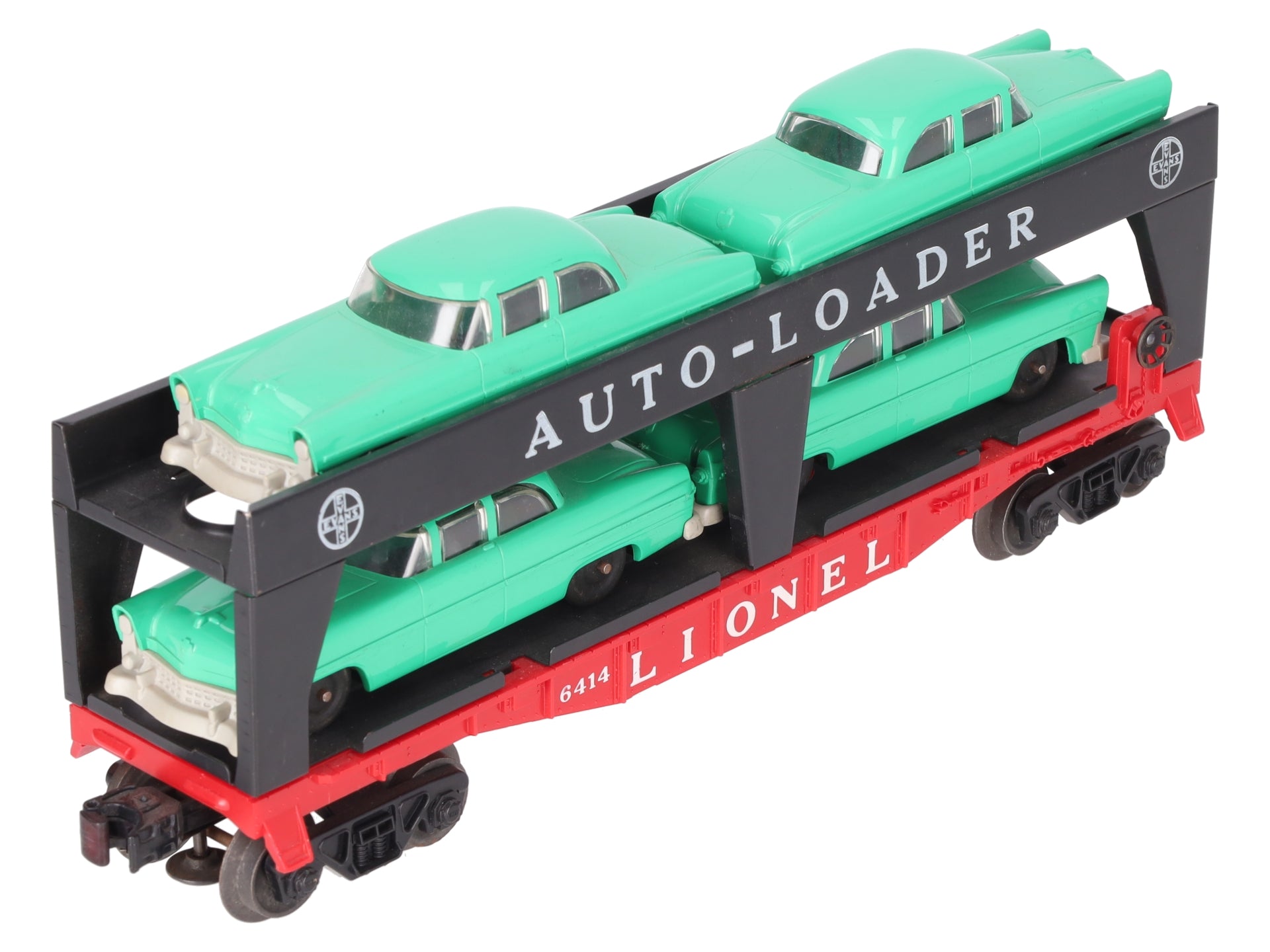 Lionel 6414 Vintage O Evans Autoloader with 4 Green Autos -  Extremely Rare VG