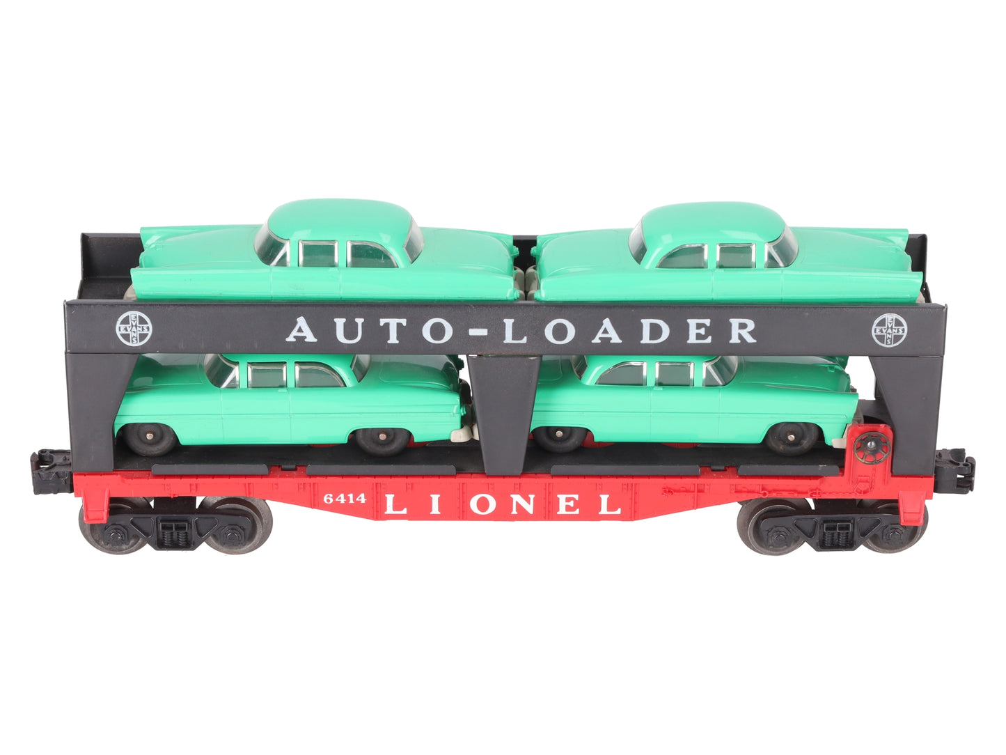Lionel 6414 Vintage O Evans Autoloader with 4 Green Autos -  Extremely Rare VG