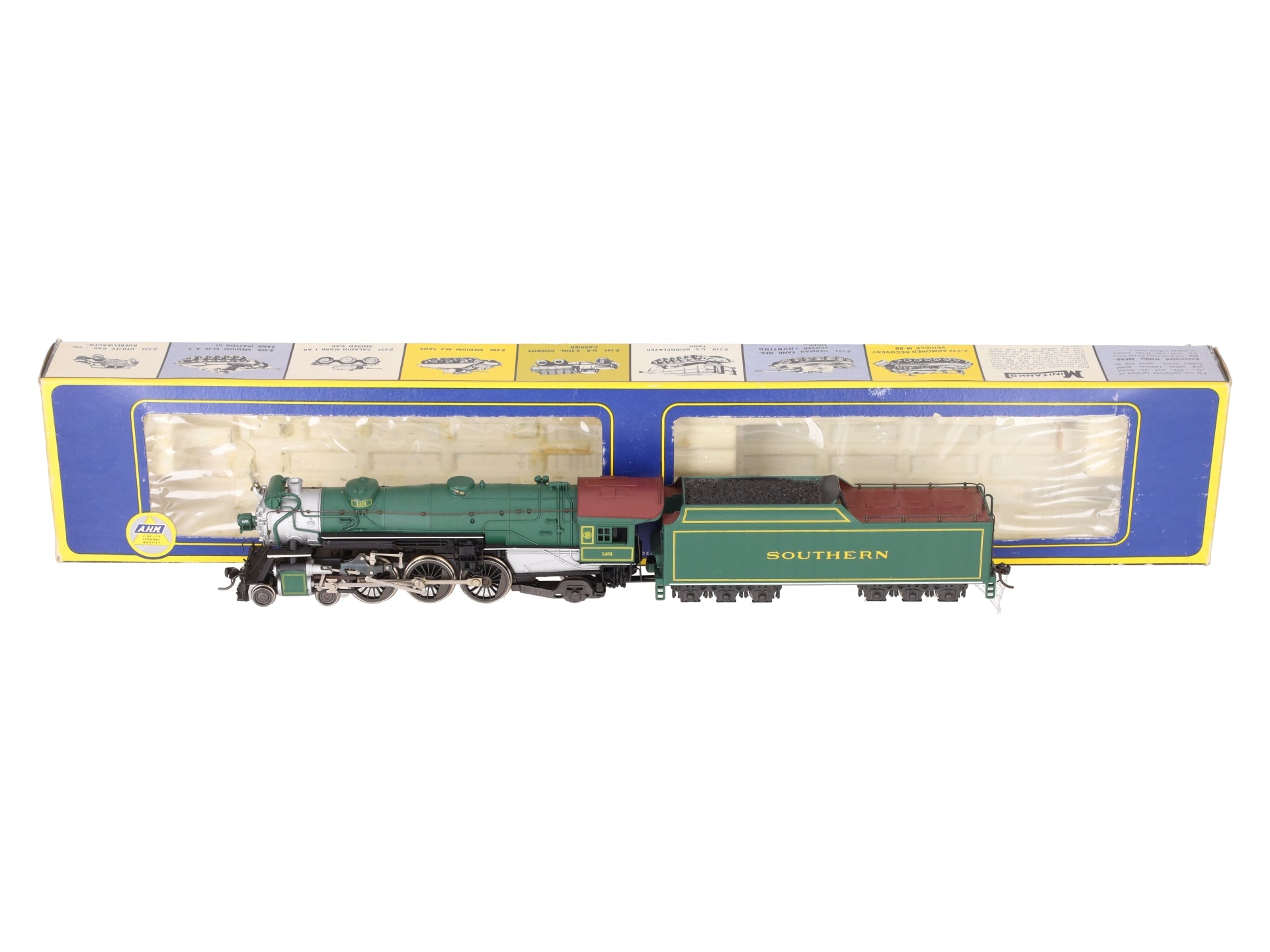 AHM 5087-12 HO Scale Southern 4-6-2 Steam Locomotive & Tender #1401 EX/Box