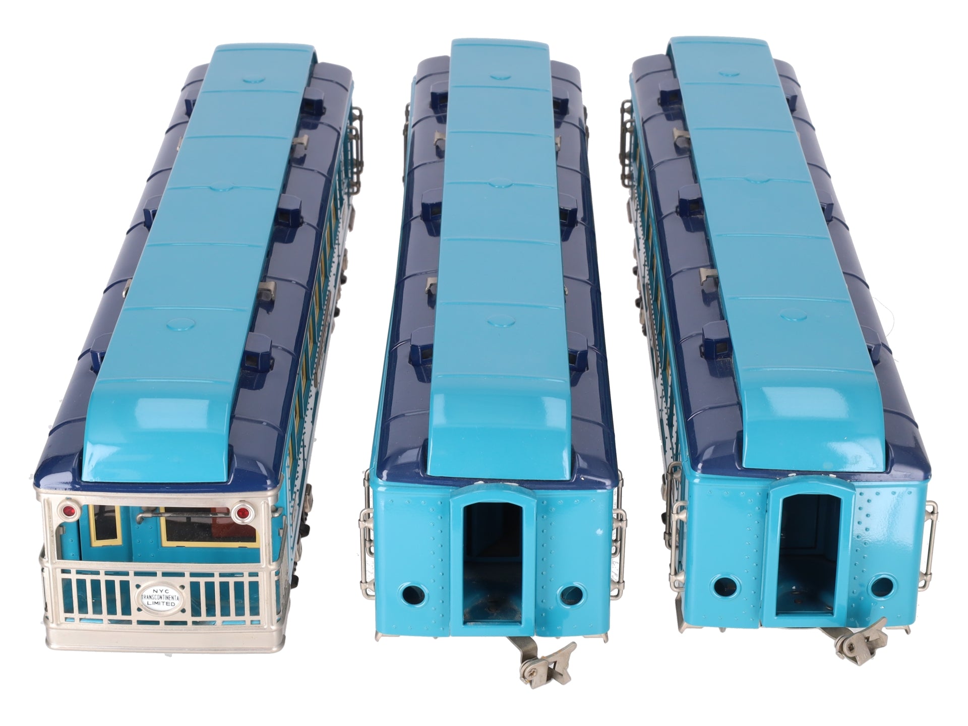 MTH 11-40040 Std.Gauge Two Tone Blue Comet Nickel Trim Passenger Set (Set of 3) EX