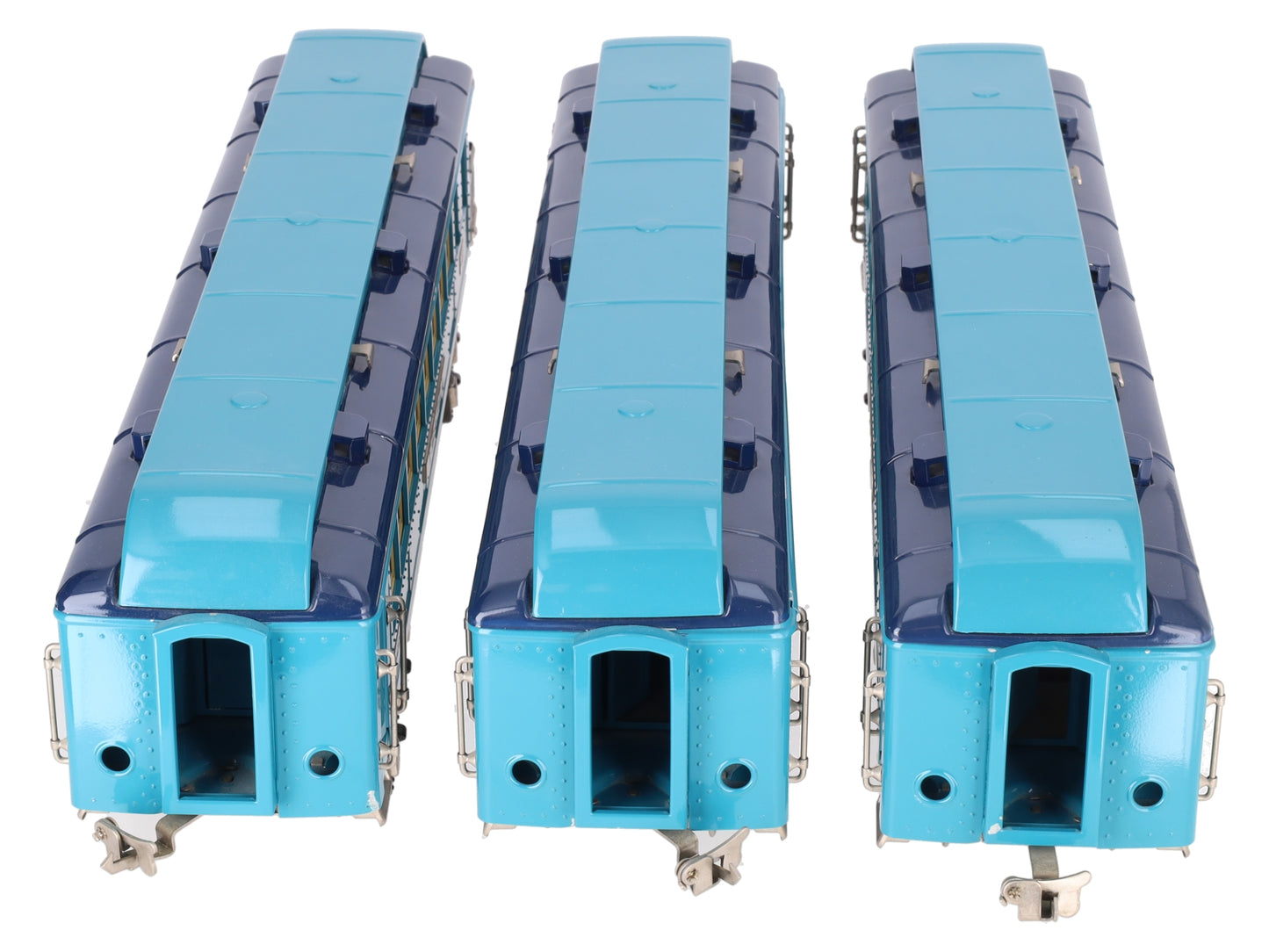 MTH 11-40040 Std.Gauge Two Tone Blue Comet Nickel Trim Passenger Set (Set of 3) EX