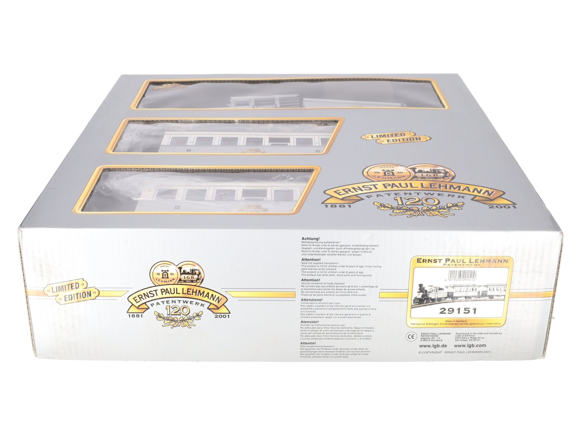 LGB 29151 G Scale Ernst Paul Lehmann 120th Anniversary G Gauge Steam Train Set EX/Box