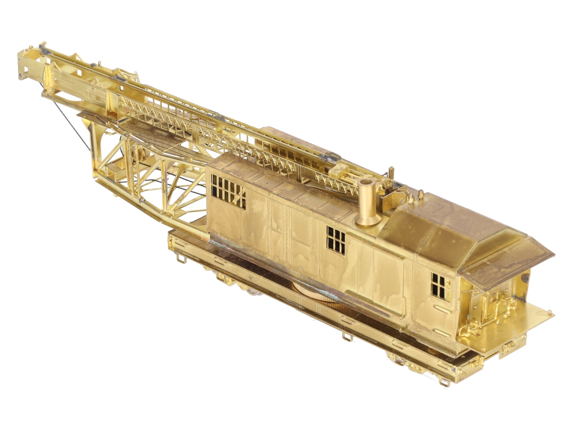 Overland OMI-1329 HO BRASS PRR Pile Driver w/Straight Underframe - Unpainted EX
