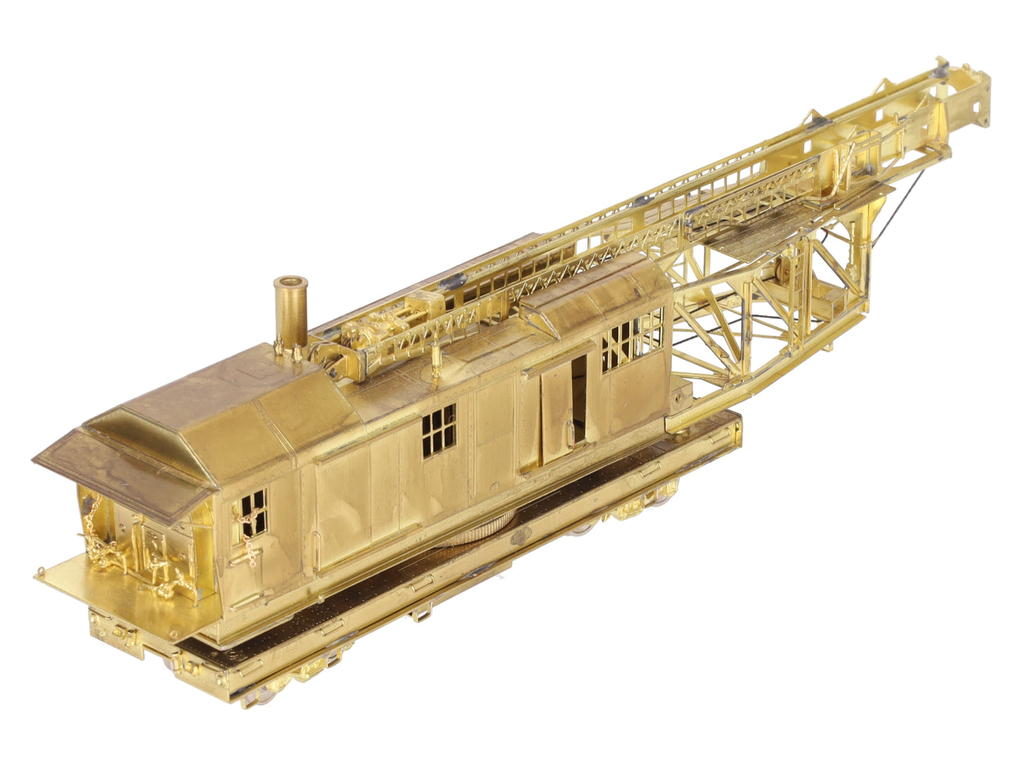 Overland OMI-1329 HO BRASS PRR Pile Driver w/Straight Underframe - Unpainted EX