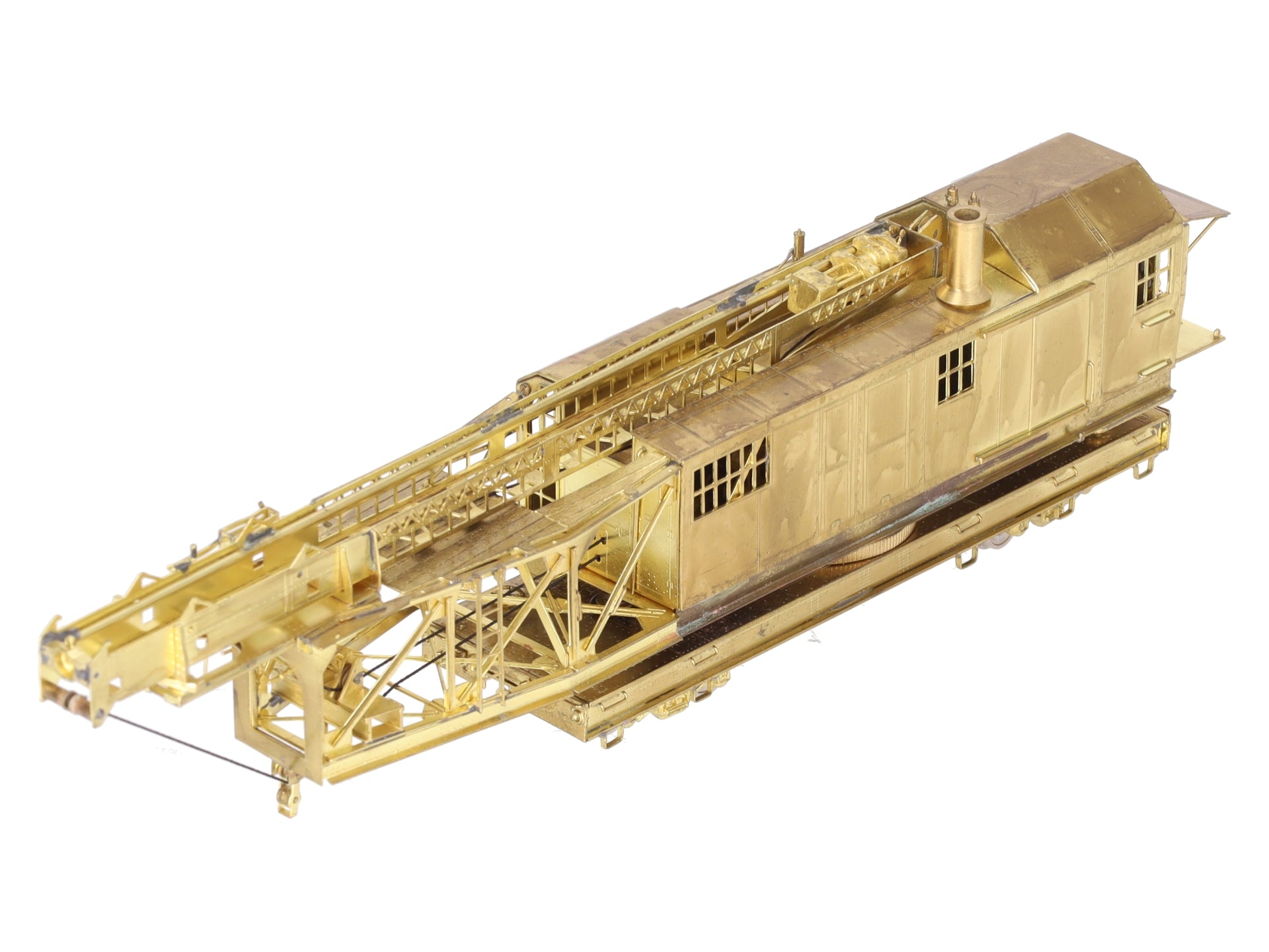 Overland OMI-1329 HO BRASS PRR Pile Driver w/Straight Underframe - Unpainted EX