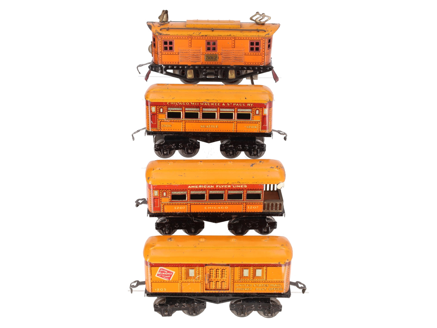 American Flyer 3012 Vintage O Prewar Electric Locomotive Passenger Set VG