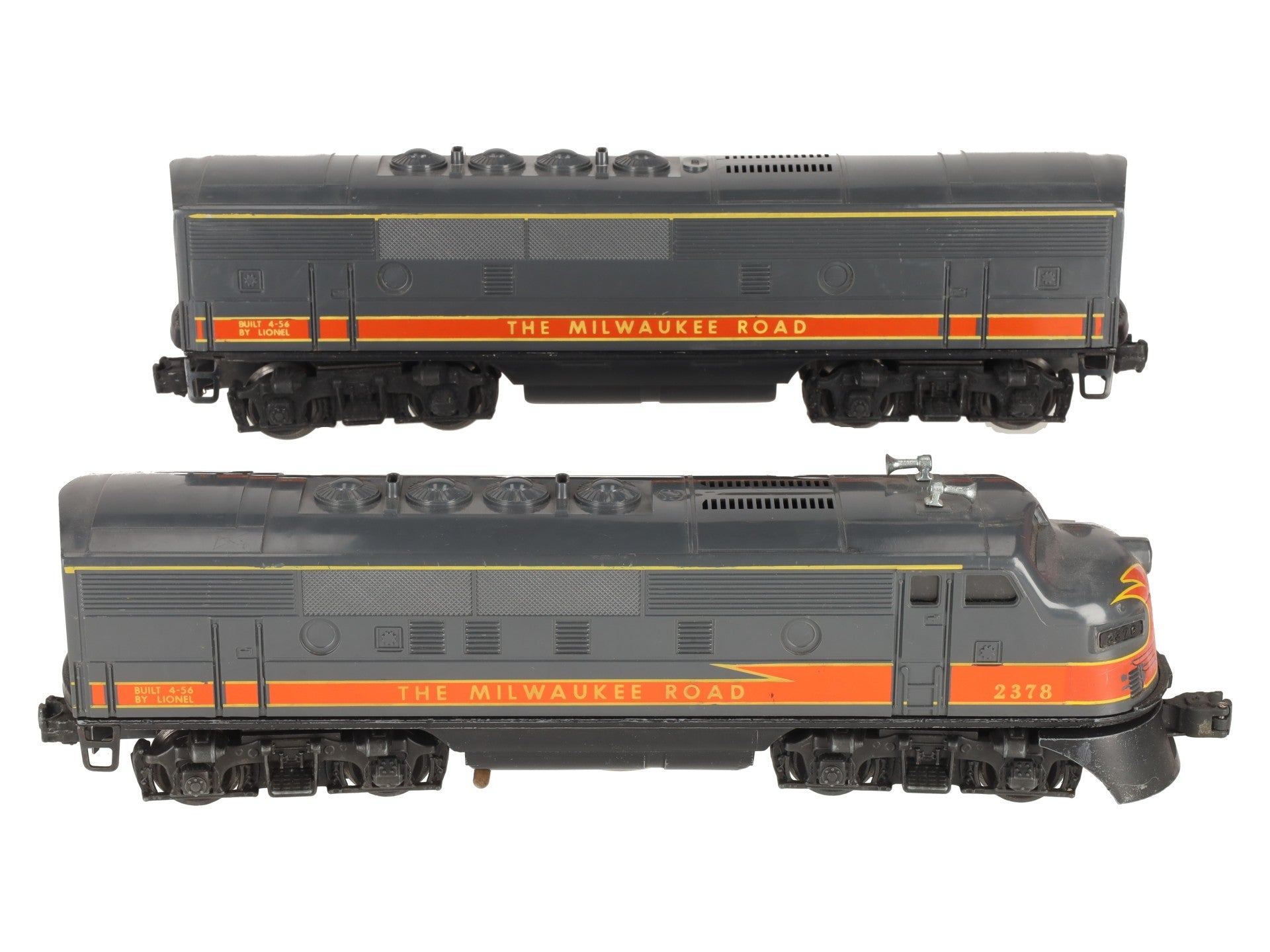 Lionel 2378 O Vintage Milwaukee F-3 AB Diesel Loco Set w/Thin Yellow Stripes VG