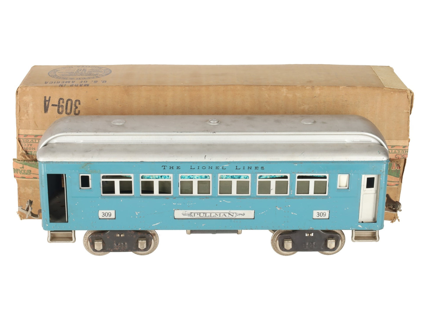 Lionel 309 VIntage Standard Gauge Blue Pullman Passenger Car VG/Box