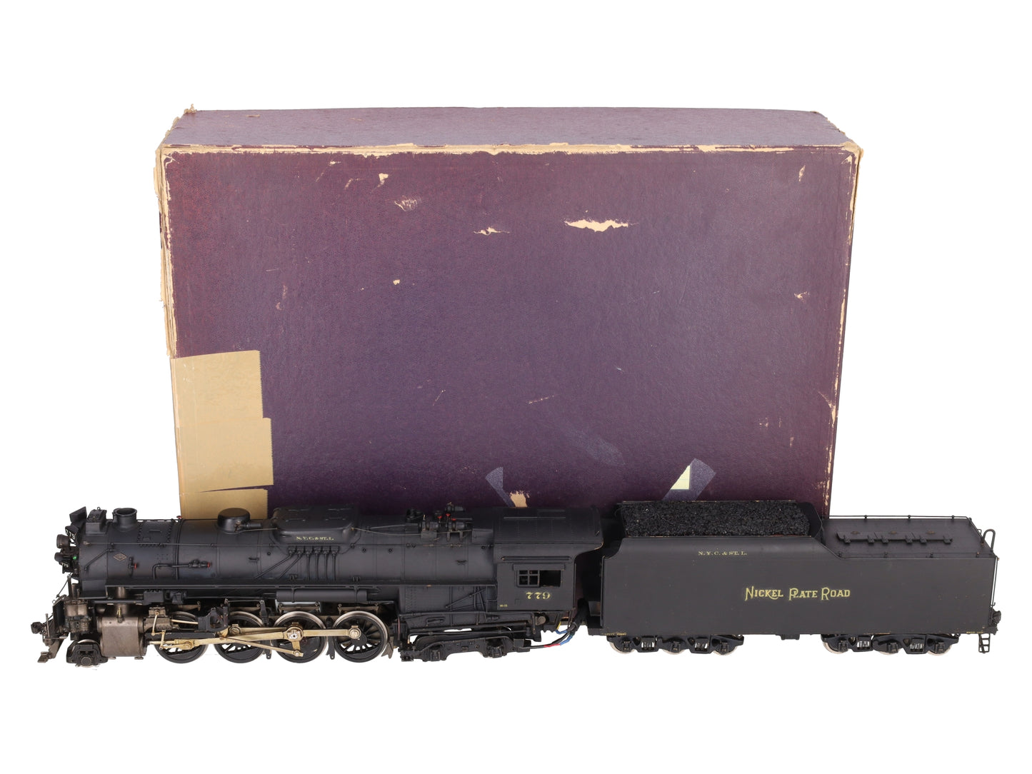 US Hobbies O 2-Rail Brass NKP 2-8-4 Steam Locomotive & Tender #779 - Painted/Box